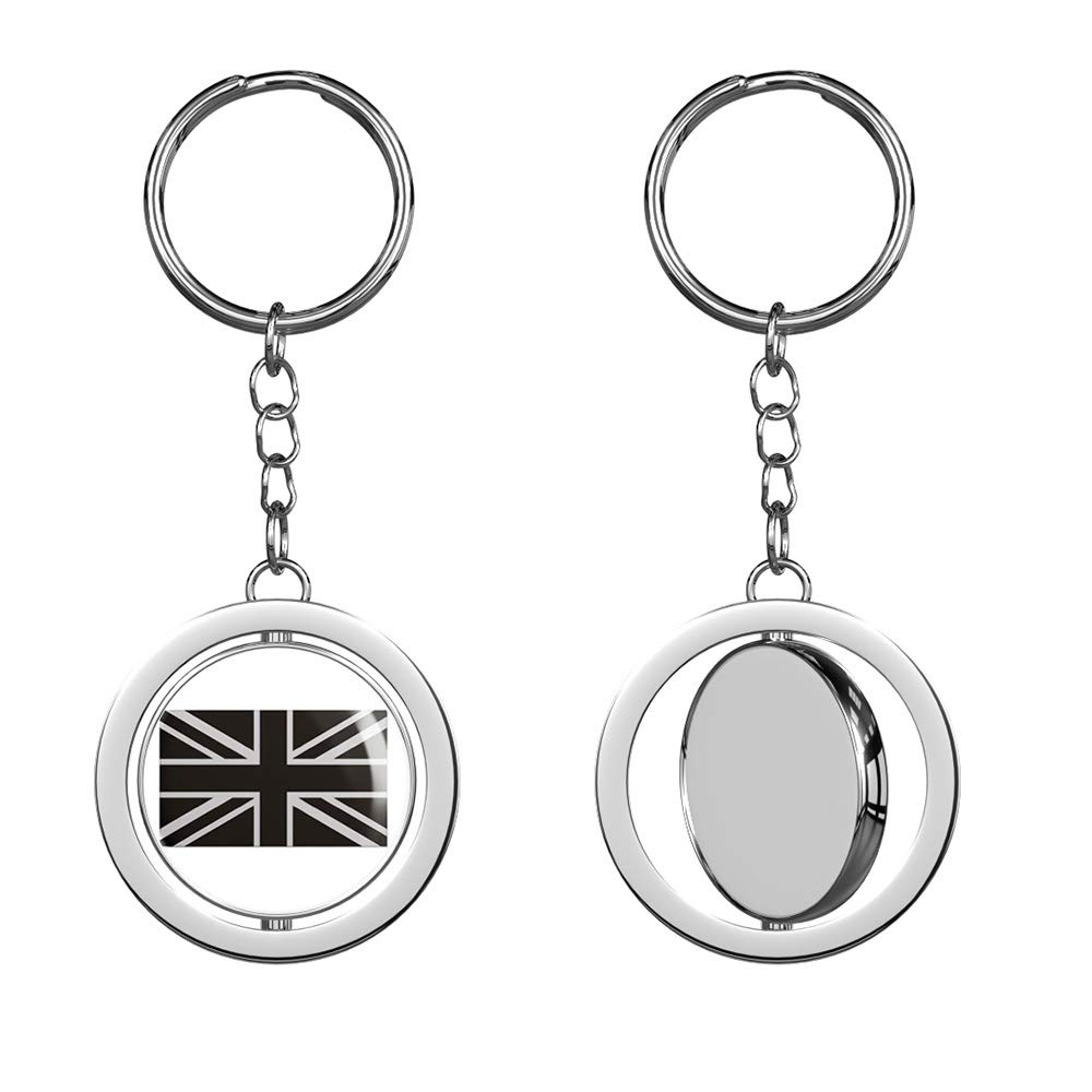 British Military Subdued Flag Silver Chrome Spinning Double-Sided Keychain - Durable Key Ring for Tactical Gear, Backpacks & Outdoor Adventures