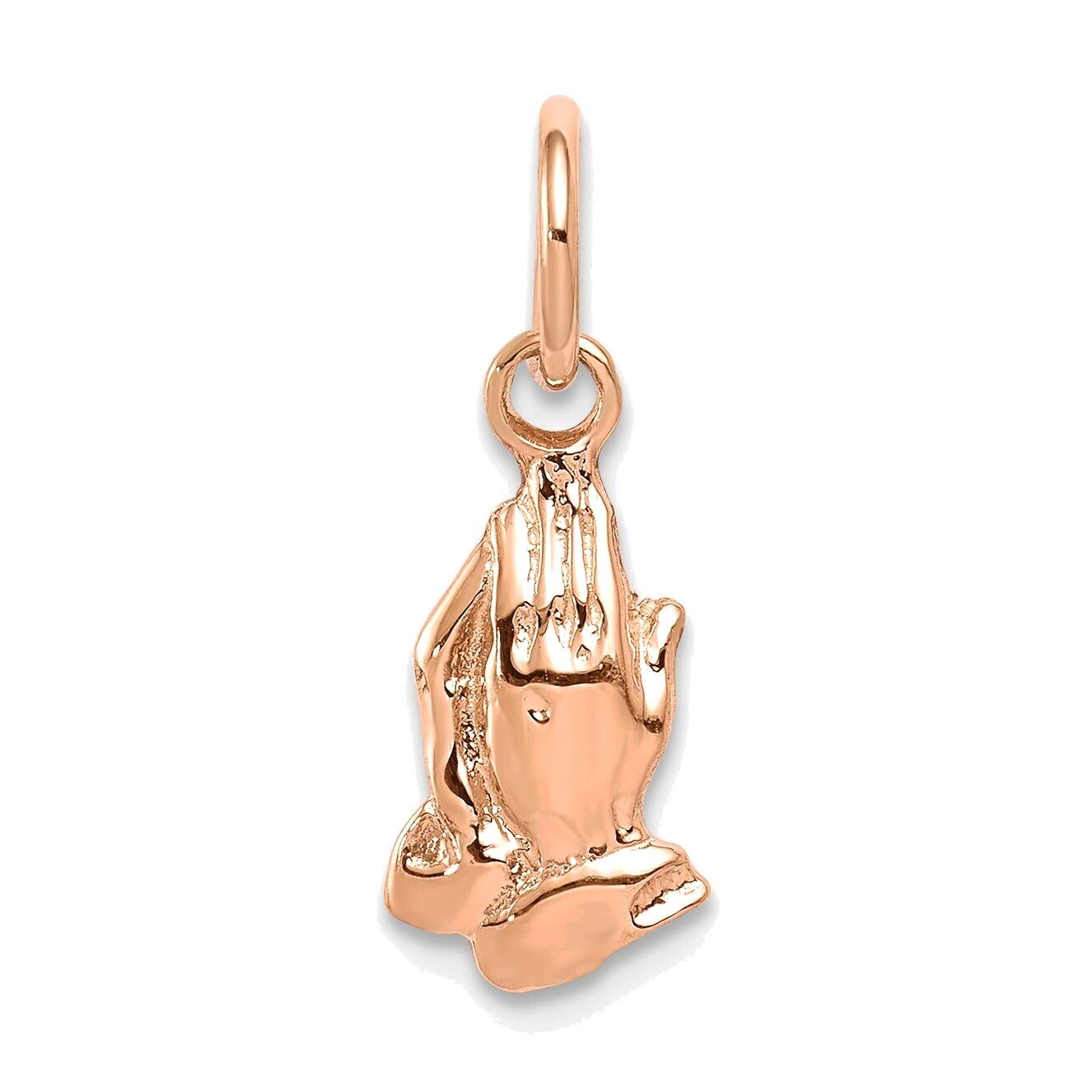 Bonyak 14K Rose Gold Praying Hands Charm Pendant Necklace - Religious Jewelry for Women, Inspirational Gift for Baptism, First Communion & Faith-Based Occasions