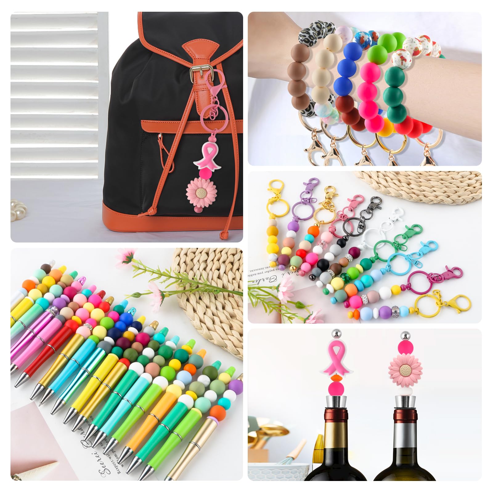 150Pcs 15mm Round Silicone Beads Bulk for DIY Keychains, Bracelets, Necklaces & Pen Decorations - Vibrant Hot Pink Beads for Jewelry Making & Craft Projects - Perfect for Gifts, Party Favors & Creative DIY Accessories