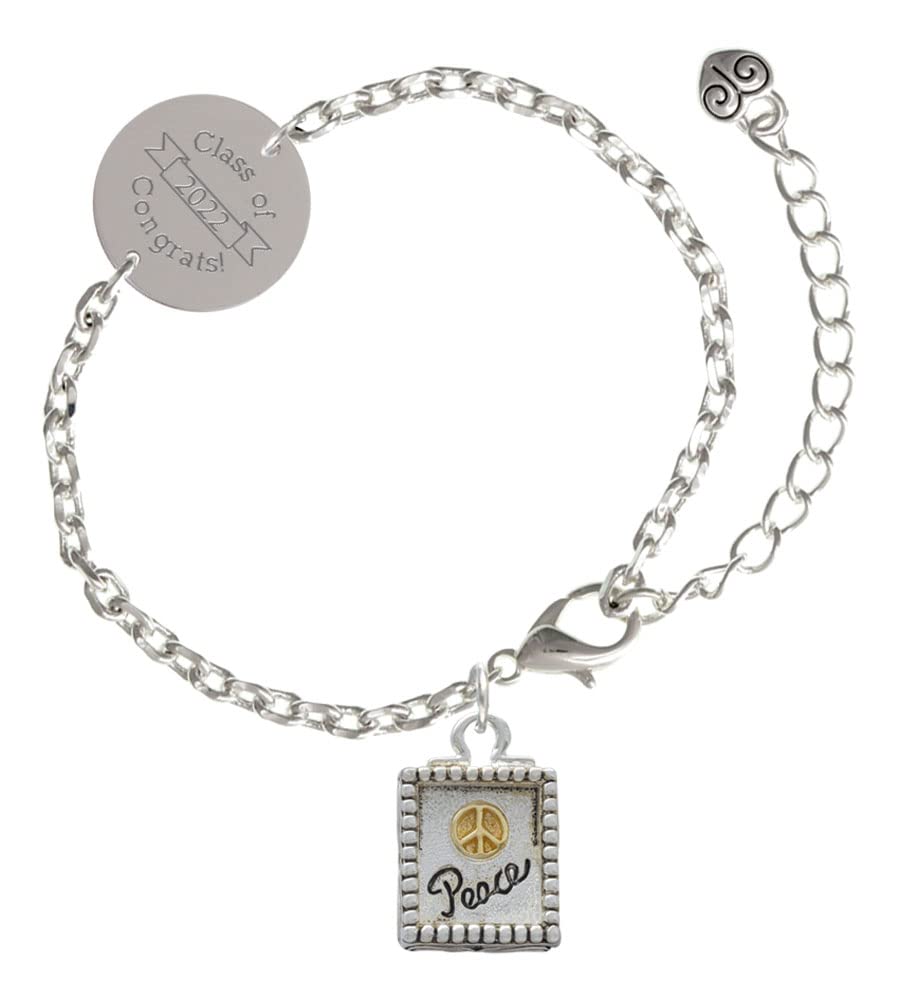 Class of 2022 Engraved Two-Tone Silver Disc Chain Bracelet with 6.5