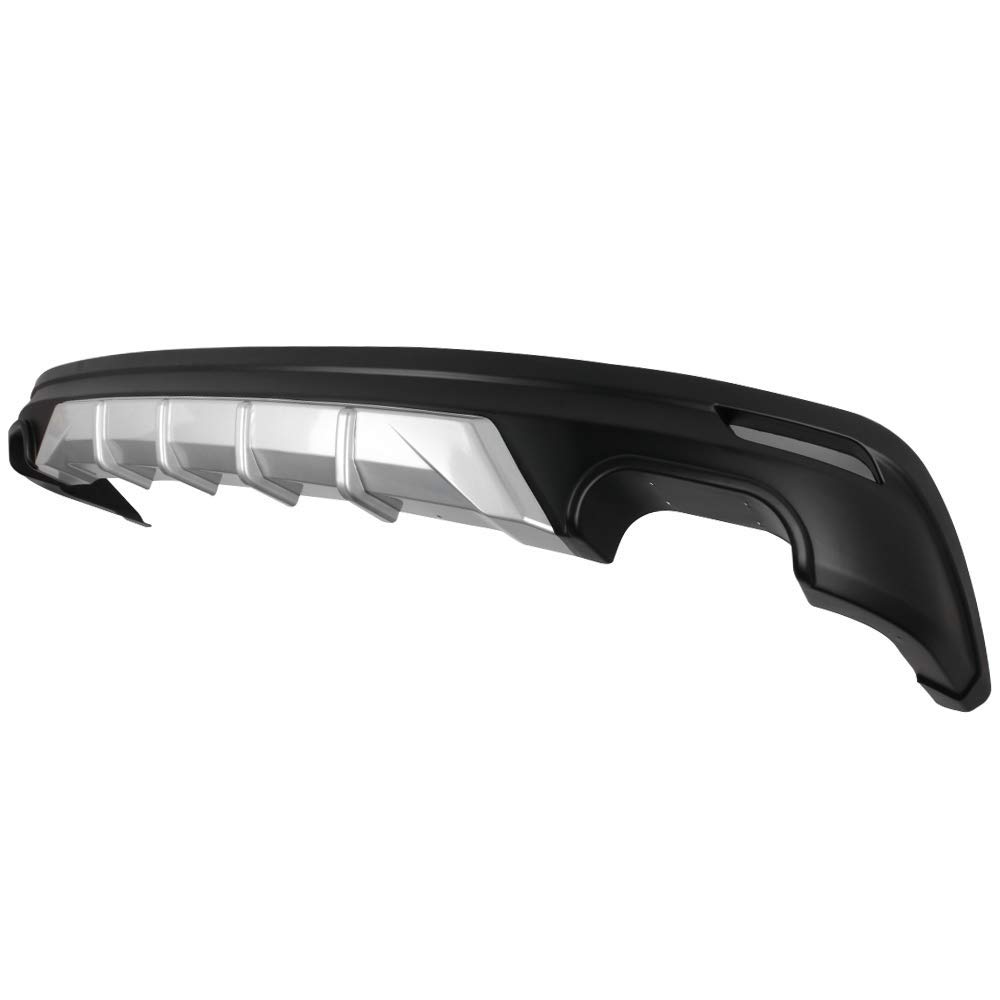 IKON MOTORSPORTS V3 Rear Bumper Lip Diffuser for 2018-2024 Toyota Camry - Unpainted Black with Silver Trim PP - Enhances Aerodynamics & Style for Street Racing & Car Shows