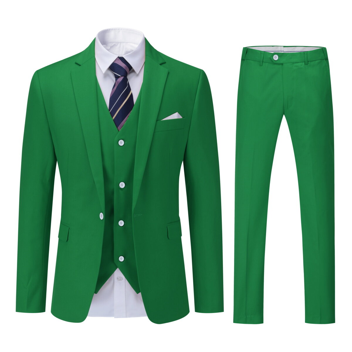 Men's 3-Piece Suit Set - Formal & Casual Slim Fit Tuxedo Vest & Pants in Emerald Green | Perfect for Weddings, Business Meetings & Special Occasions