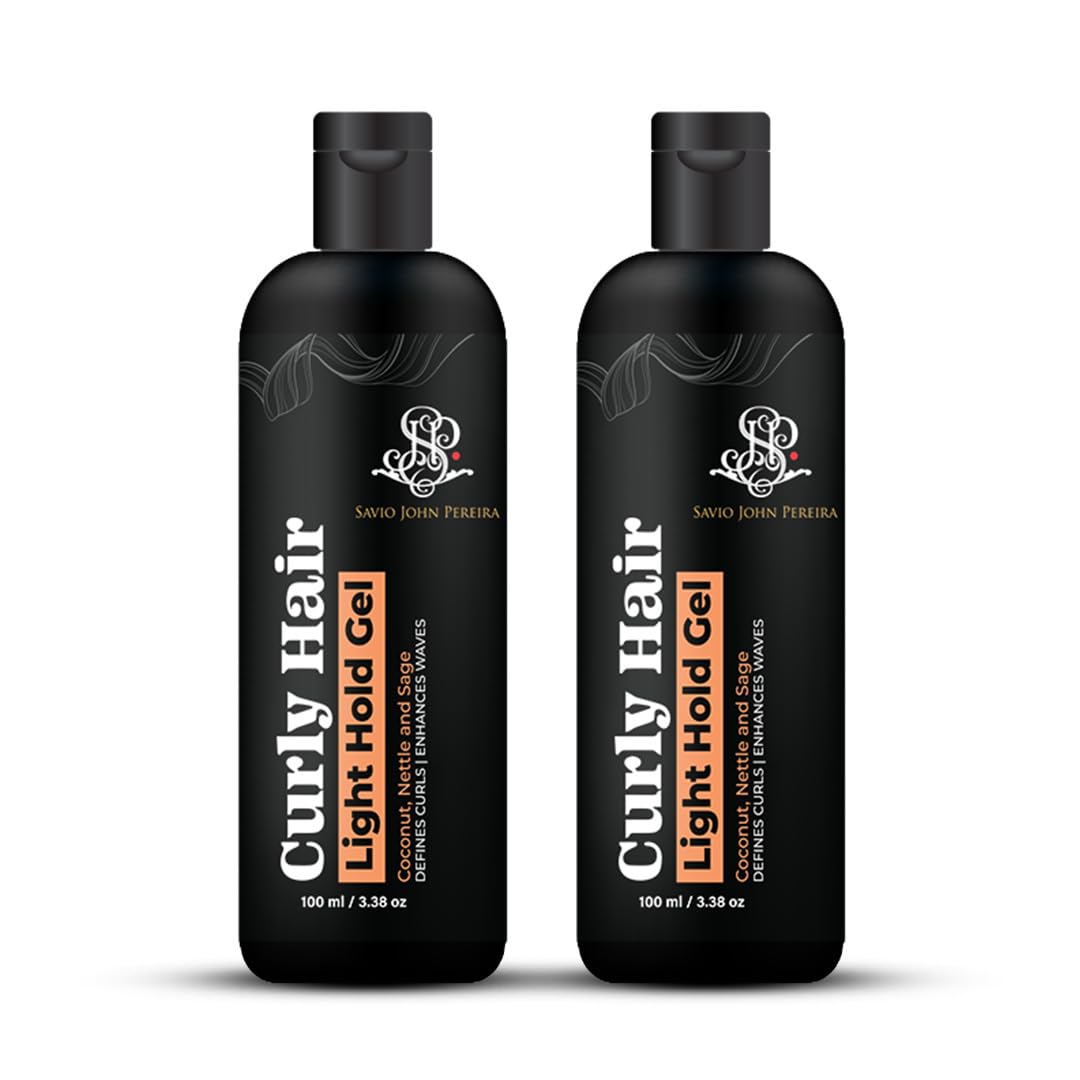 Savio John Pereira Curly Hair Gel - Strong Hold, Frizz Control & Moisturizing Formula for Defined Curls (100ml, Pack of 2) | Best for Daily Styling, Special Occasions & Natural Curl Enhancement