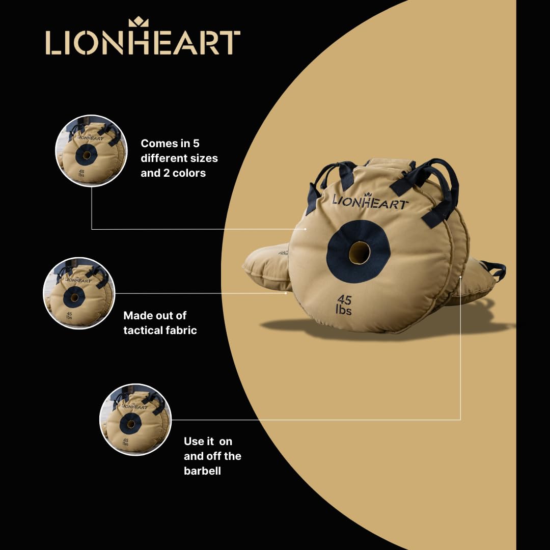 Lionheart Sand Bag Weight Plates Set - Unfilled 10-45 lb Home Gym Bumper Plates for Strength Training, CrossFit & Travel Fitness (Set of 2) | Durable Workout Sandbags for Indoor/Outdoor Exercise & Functional Training