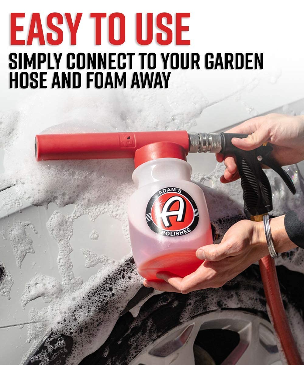 Adam's Polishes Premium Foam Gun & Graphene Shampoo Bundle - Car Wash Foam Sprayer for Garden Hose, No Pressure Washer Needed | Mix with Car Soap & Water for Mega Suds | Perfect for Car Detailing, Auto Cleaning & DIY Washing at Home