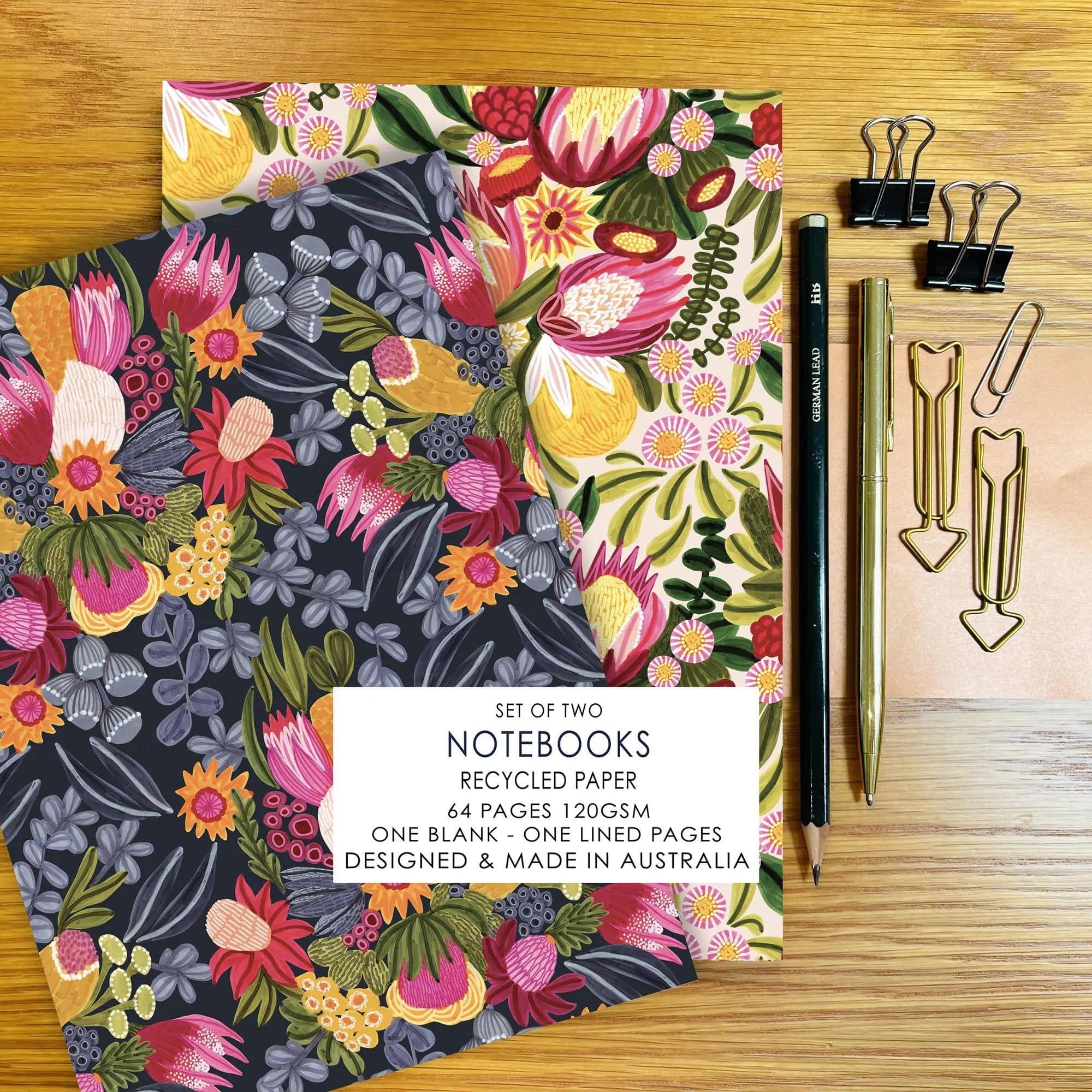 Bush Bounty Botanical A5 Notebook Set - 3 Pack Lined Journal for Writing, Note Taking & Sketching - Perfect for School, Office & Travel