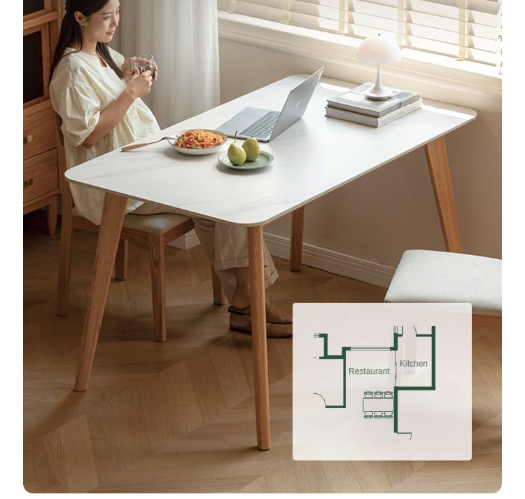 Solid Oak Wood Modern Rocking Dining Table - Stylish & Durable for Home, Restaurant, and Outdoor Dining Spaces