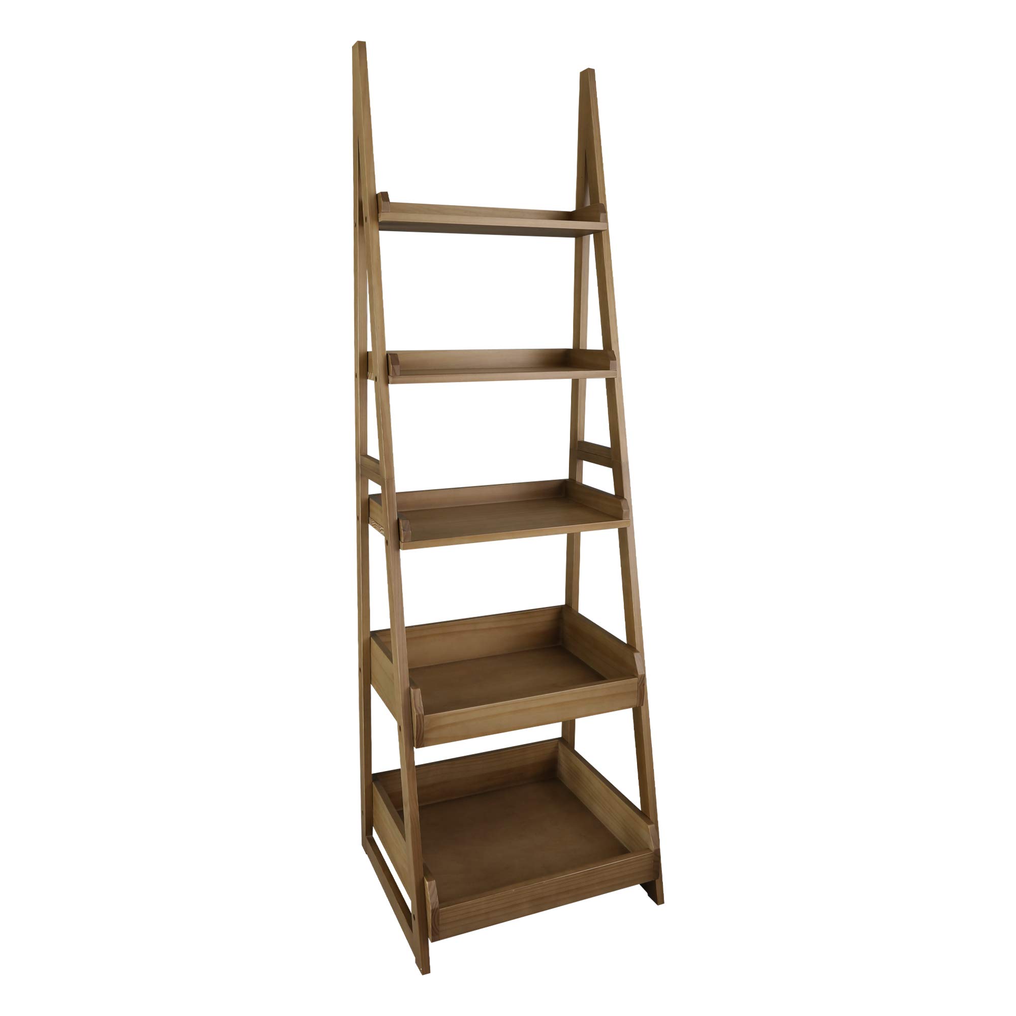 5-Shelf Ladder Bookcase in Alpine Gray - Modern Wooden Storage Shelf for Living Room, Bedroom & Office - Perfect for Books, Decor & Organizing Small Spaces