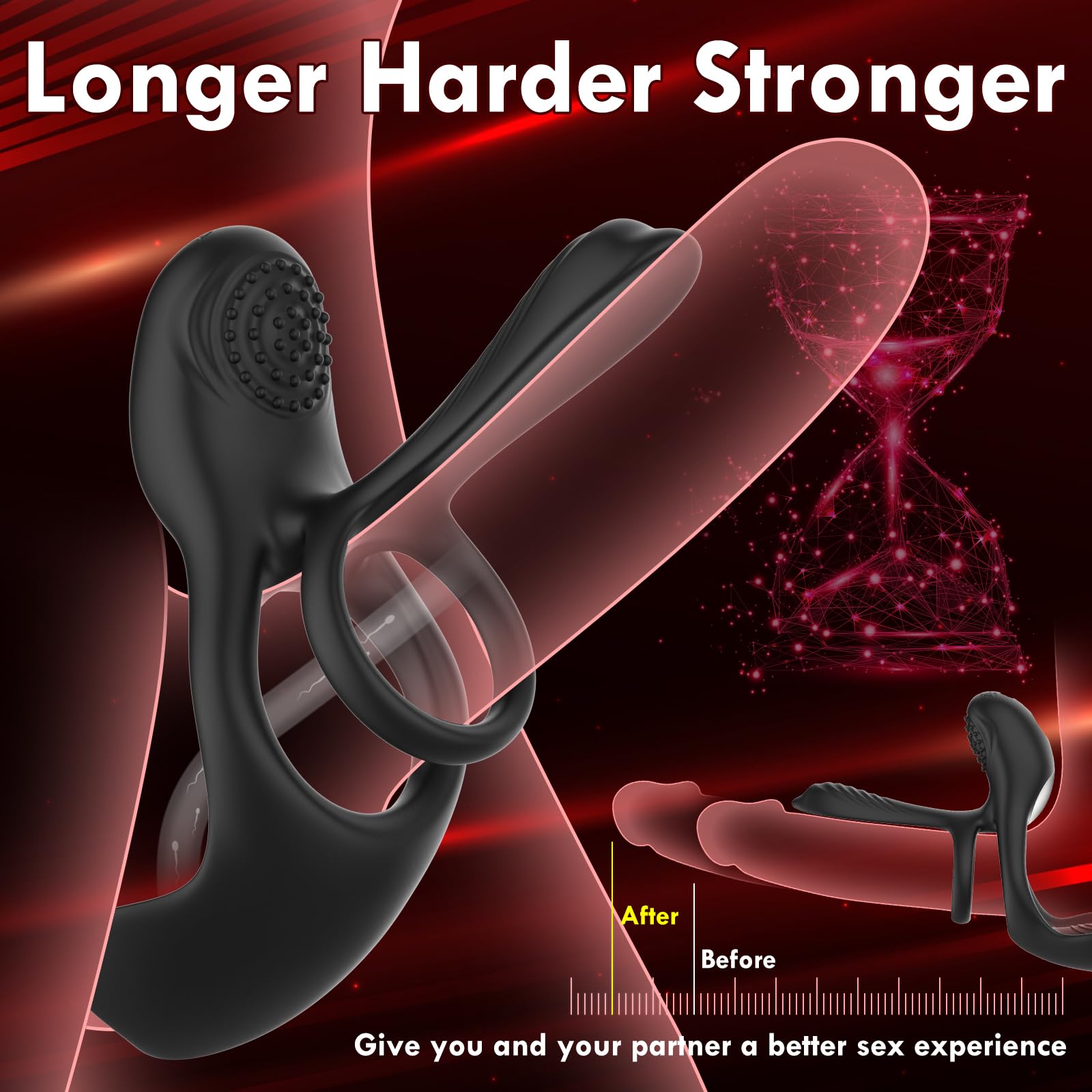 3 in 1 Vibrating Cock Ring Sex Toy for Couples - 10 Powerful Vibration Modes for Penis & Clitoral Stimulation | Waterproof G-Spot & Erection Enhancer | Adult Pleasure Toy for Men & Women | Perfect for Romantic Nights & Spicing Up Relationships