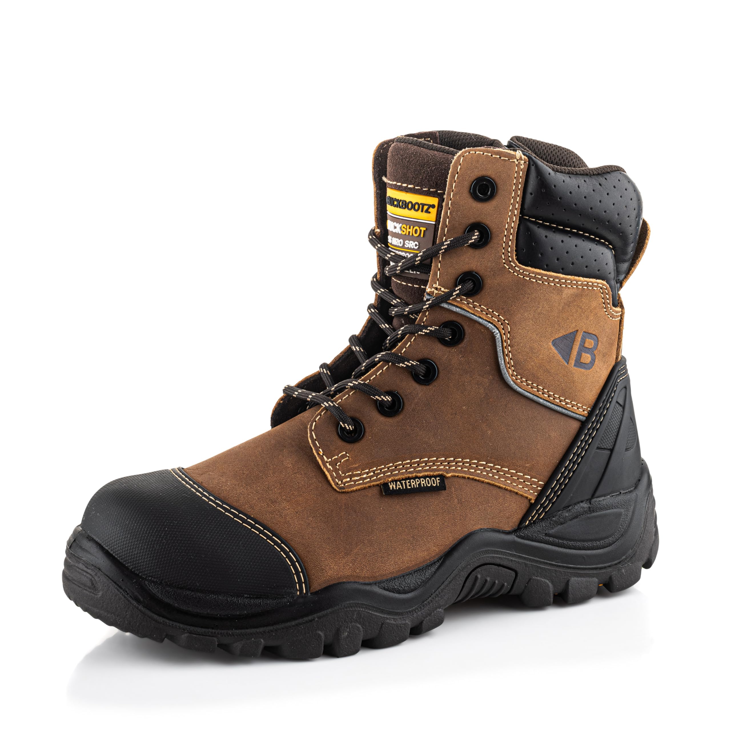 Buckler BSH008WPNM High Leg Waterproof Safety Work Boots for Men - Brown Steel Toe Construction Boots for Outdoor, Construction & Industrial Work