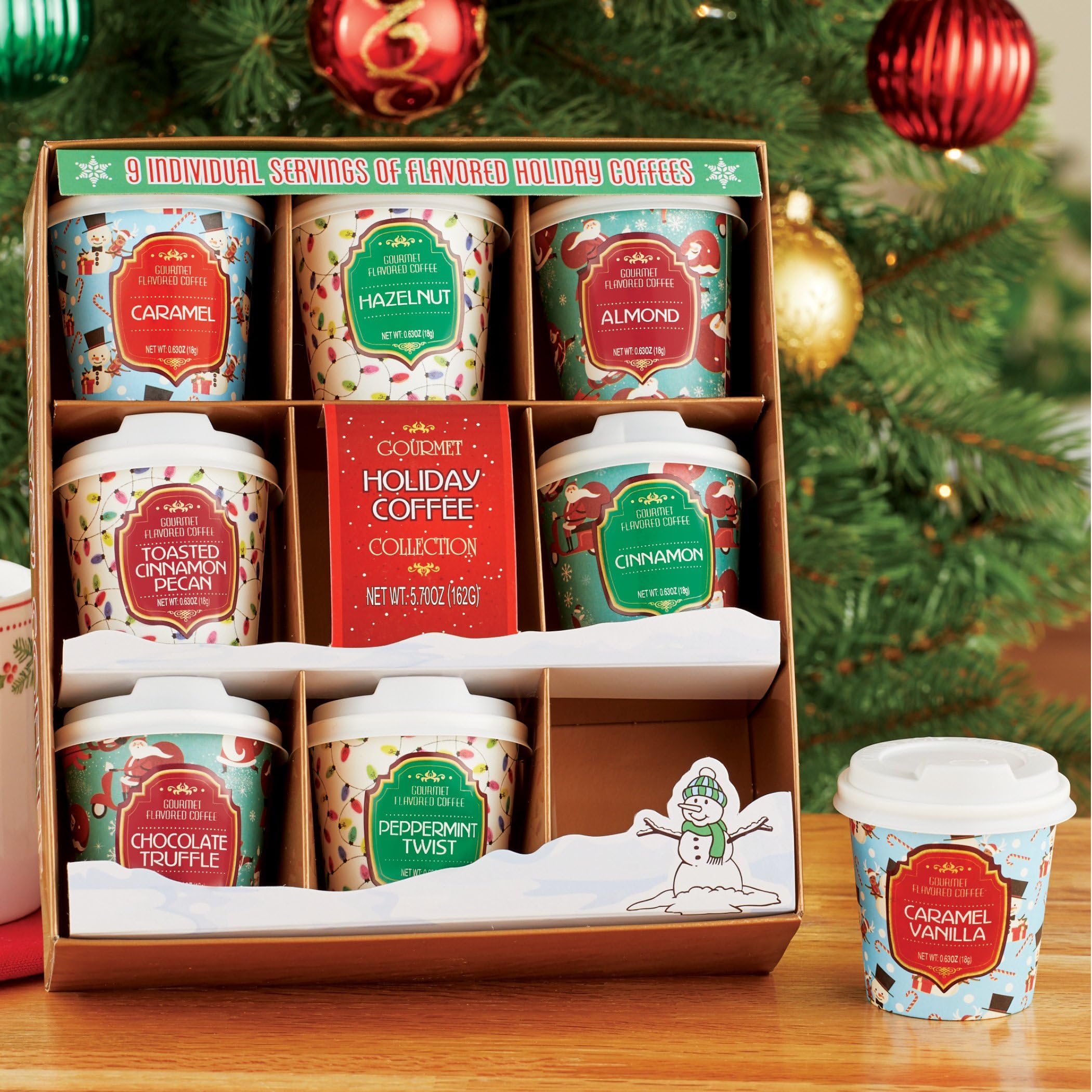 Holiday Flavored Beverages Set of 9 - Hot Chocolate & Coffee Mix Variety Pack for Christmas Gifts & Winter Warm Drinks