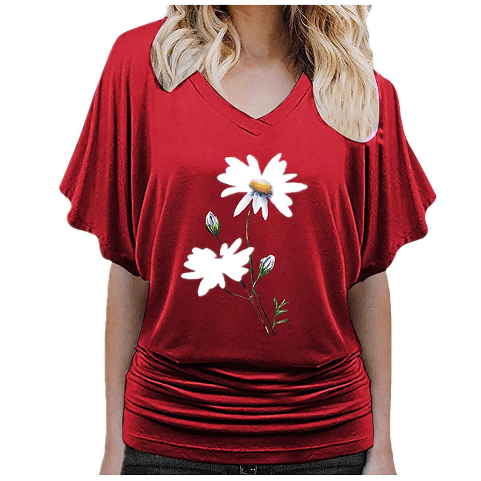 Trendy Women's Casual V-Neck Graphic Short Sleeve Blouse for Summer & Fall | Stylish Half Sleeve T-Shirt for Everyday Wear, Outings & Office Outfits
