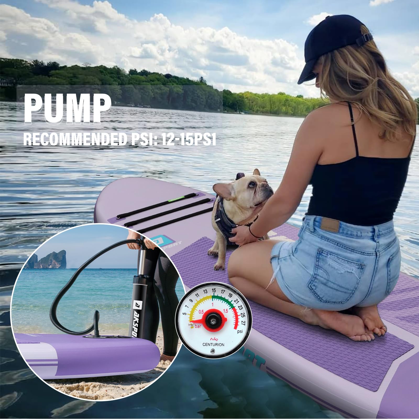 AKSPORT Inflatable Stand Up Paddle Board - Lightweight & Durable SUP Board with Premium Accessories Kit for Adults & Youth | Perfect for Yoga, Fishing & Ocean Adventures