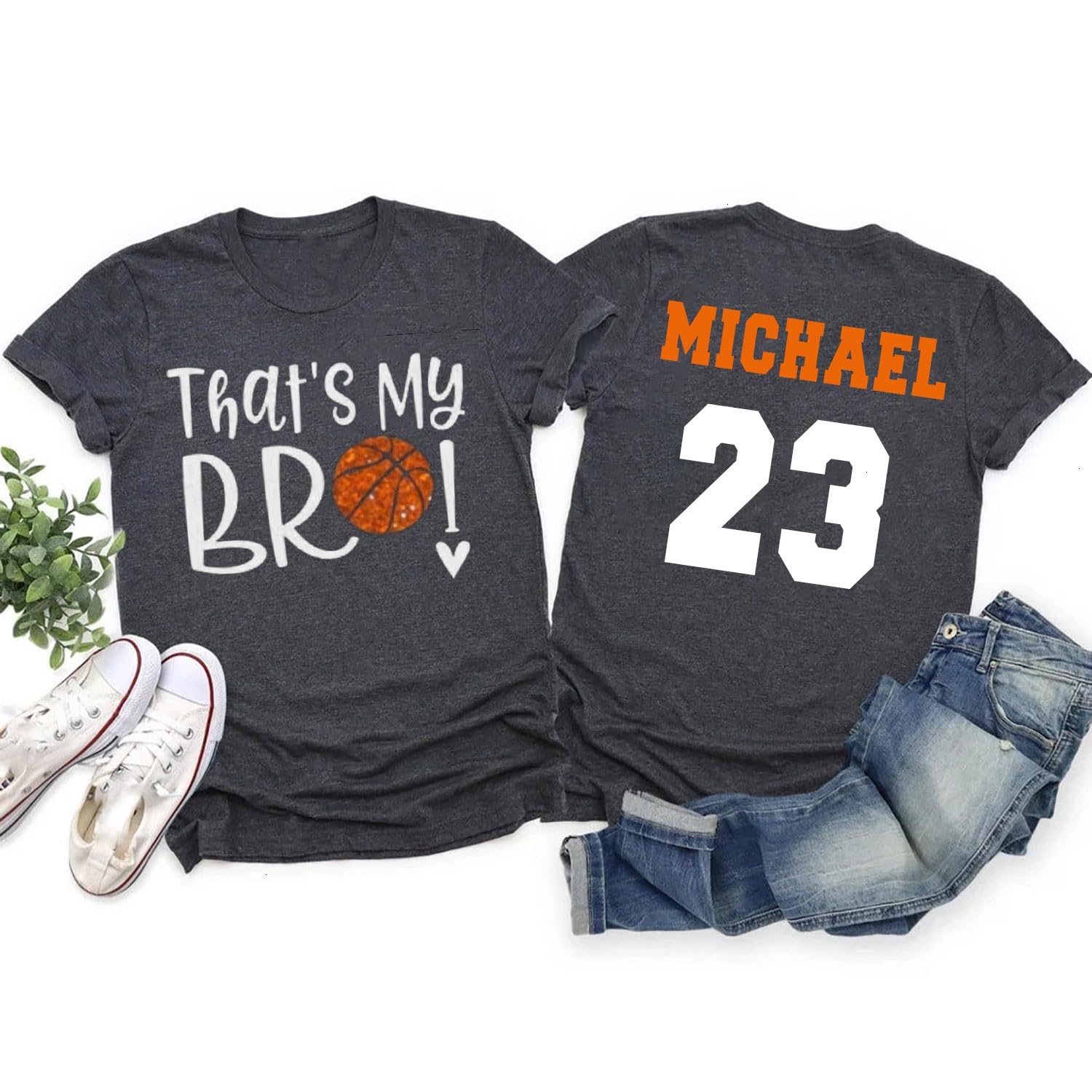 Custom Basketball Sister Glitter T-Shirt - Personalized Name Basketball Shirt for Women - Multicolor Basketball Team Apparel - Perfect for Games, Practice & Fan Support