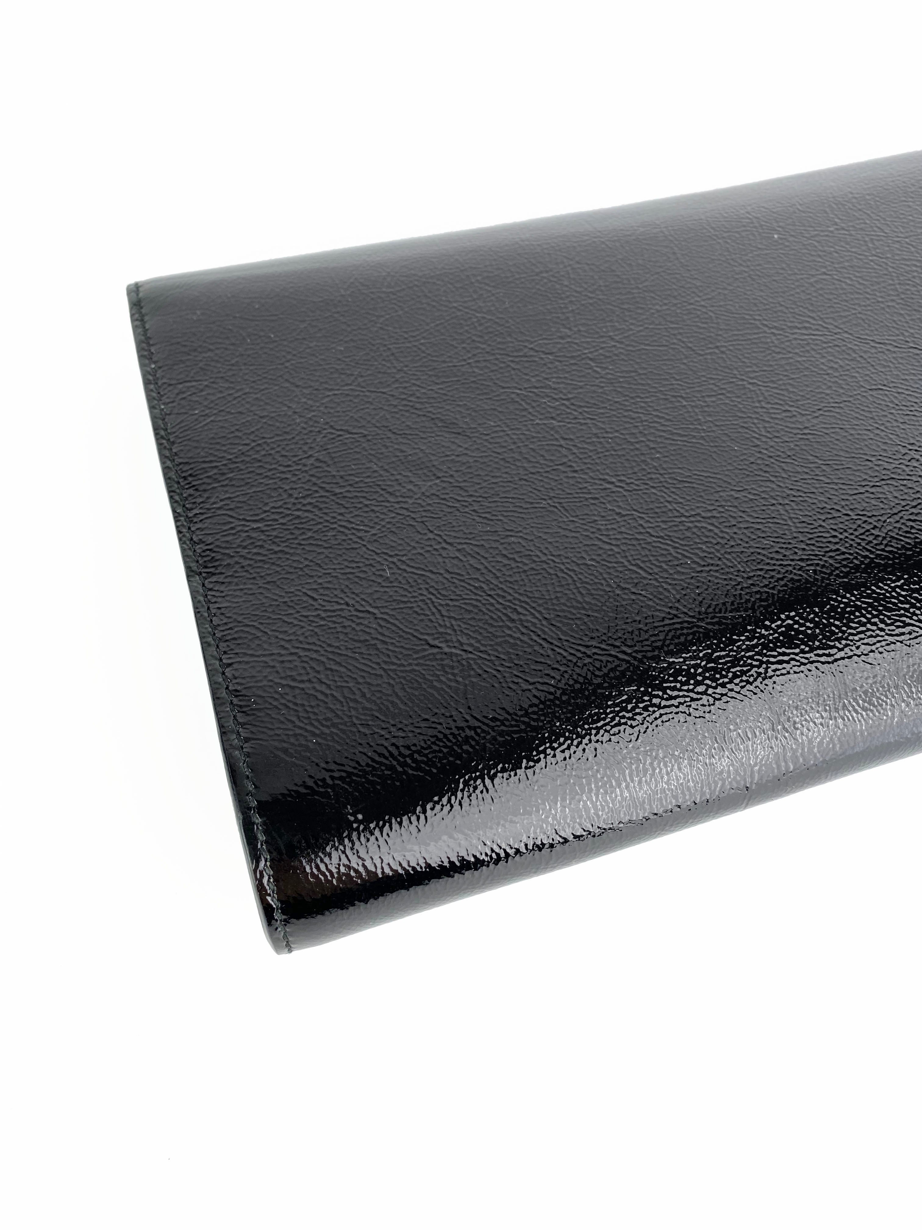 Saint Laurent Black Patent Belle De Jour Clutch Bag - Luxury Evening Clutch for Women, Perfect for Parties, Weddings & Formal Events