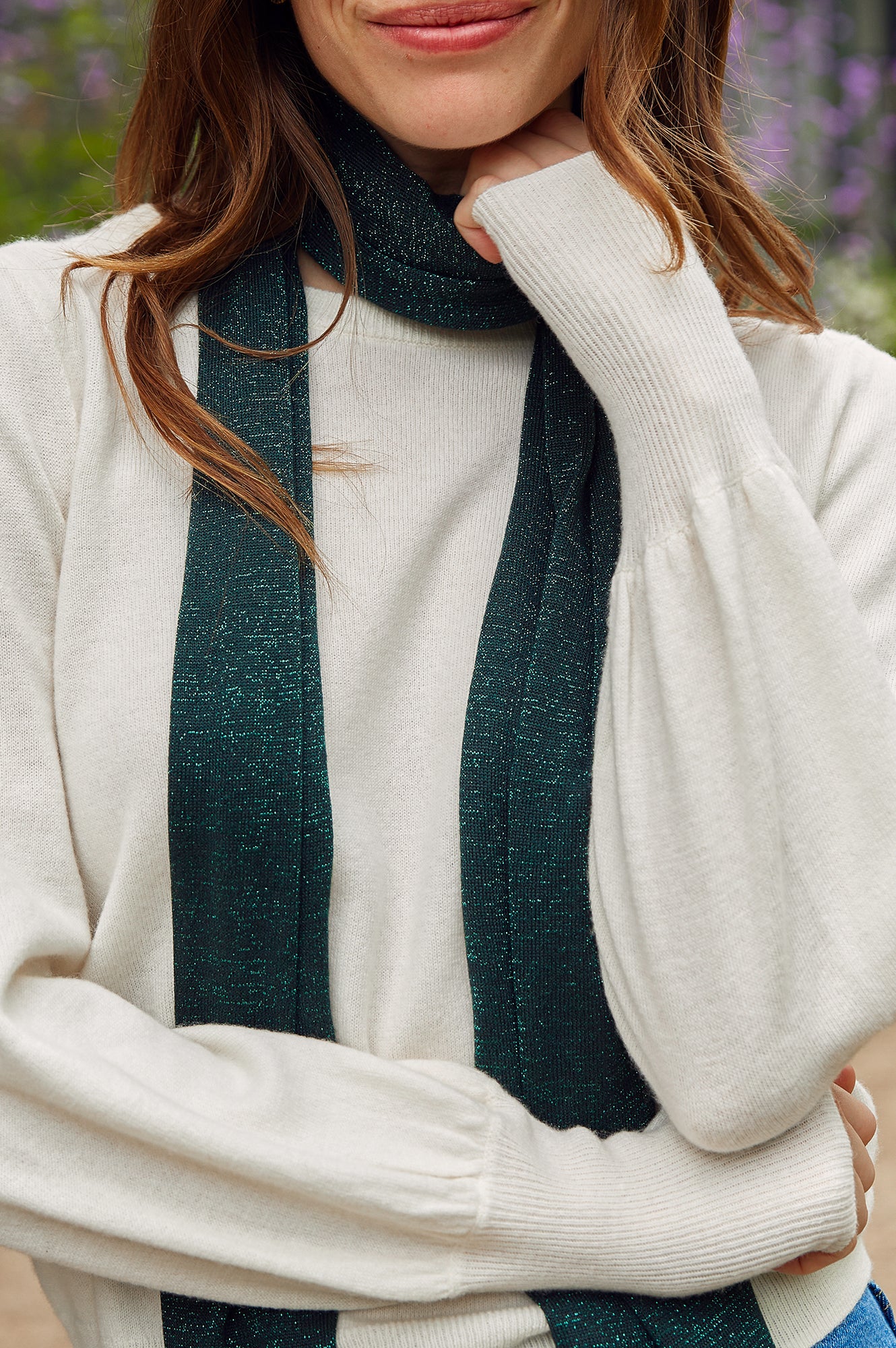 Lurex Scarf for Women - Soft & Shiny Green Metallic Wrap - Perfect for Parties, Weddings & Evening Events