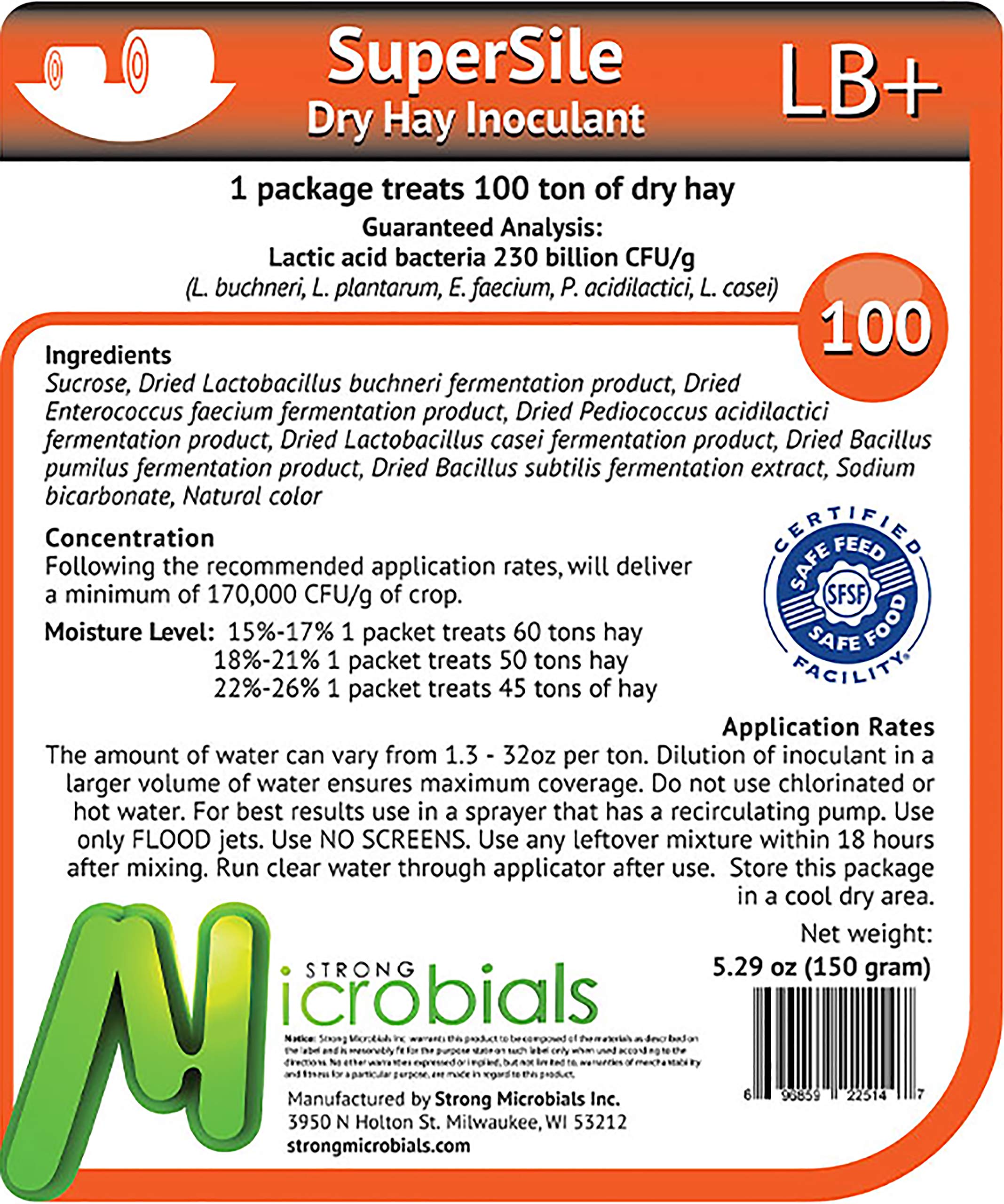 Dry Hay Inoculant with L. buchneri (100 Ton Treatment) - High Efficiency Forage Preservative for Large-Scale Hay Storage & Livestock Feed Protection