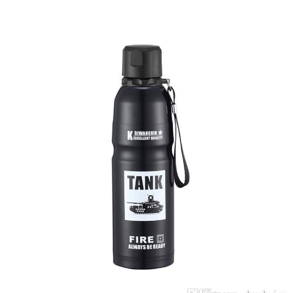 Shockproof 500ml Stainless Steel Insulated Water Bottle - Keeps Drinks Hot/Cold for 24 Hours - Leakproof Thermos for Travel, Gym & Outdoor Activities (Black)
