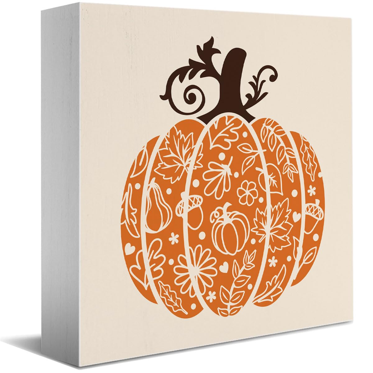 YUANHAO 5x5 Inch Thanksgiving Pumpkin Sign - Fall Harvest Decor for Home, Office & Table - Autumn Thanksgiving Decorations Indoor/Outdoor - Perfect for Holiday Parties, Centerpieces & Seasonal Home Styling