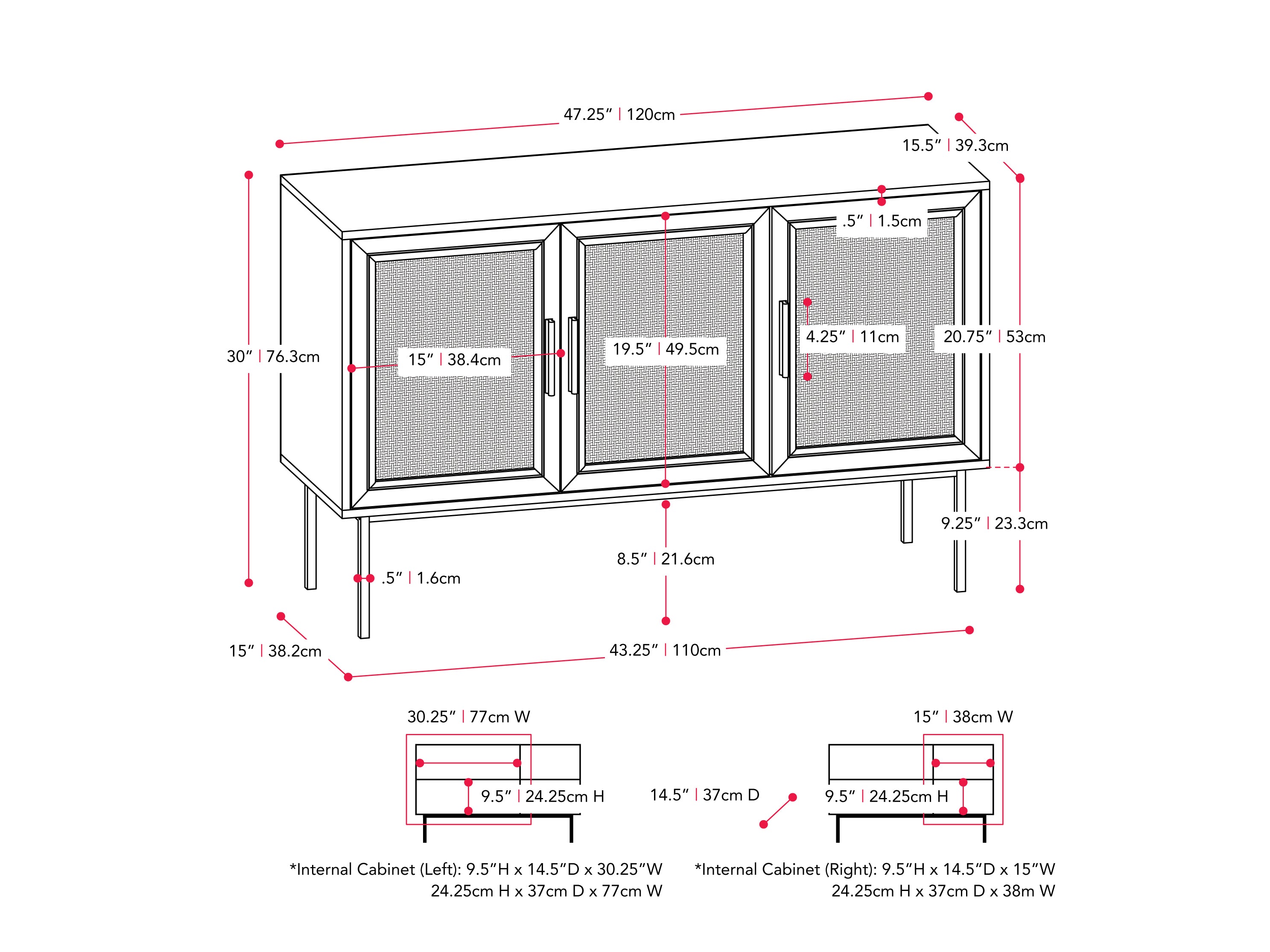 Stylish Black Wood Sideboard Buffet Cabinet - Modern Dining Room Storage Furniture for Home Decor & Entertaining