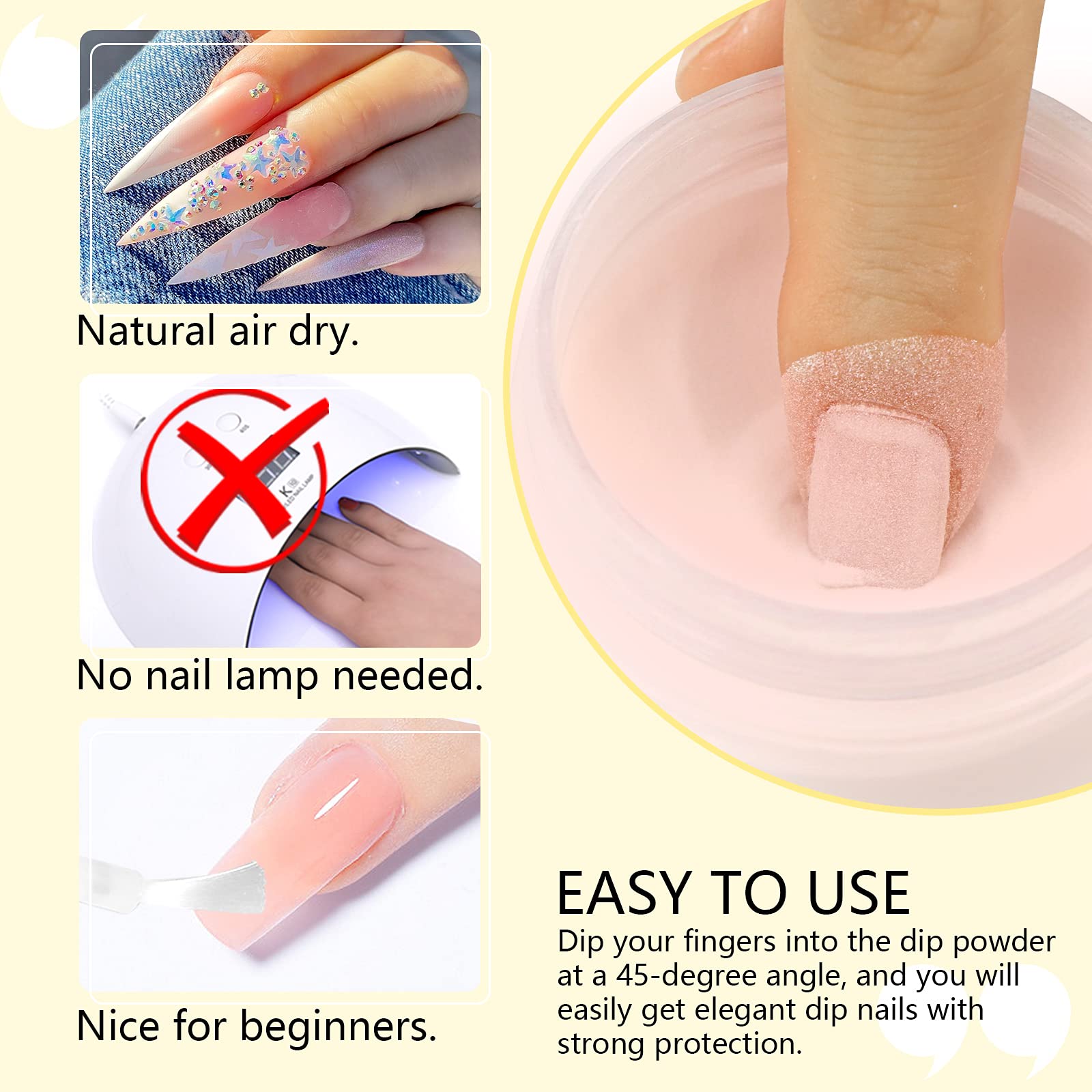 SAVILAND Nude Dip Powder - 2.1 oz Natural French Nail Art Kit for Strong, Healthy Nails | Beginner-Friendly Dip Powder System, No UV Lamp Required | Perfect for Salon, Home Manicures & DIY Nail Designs