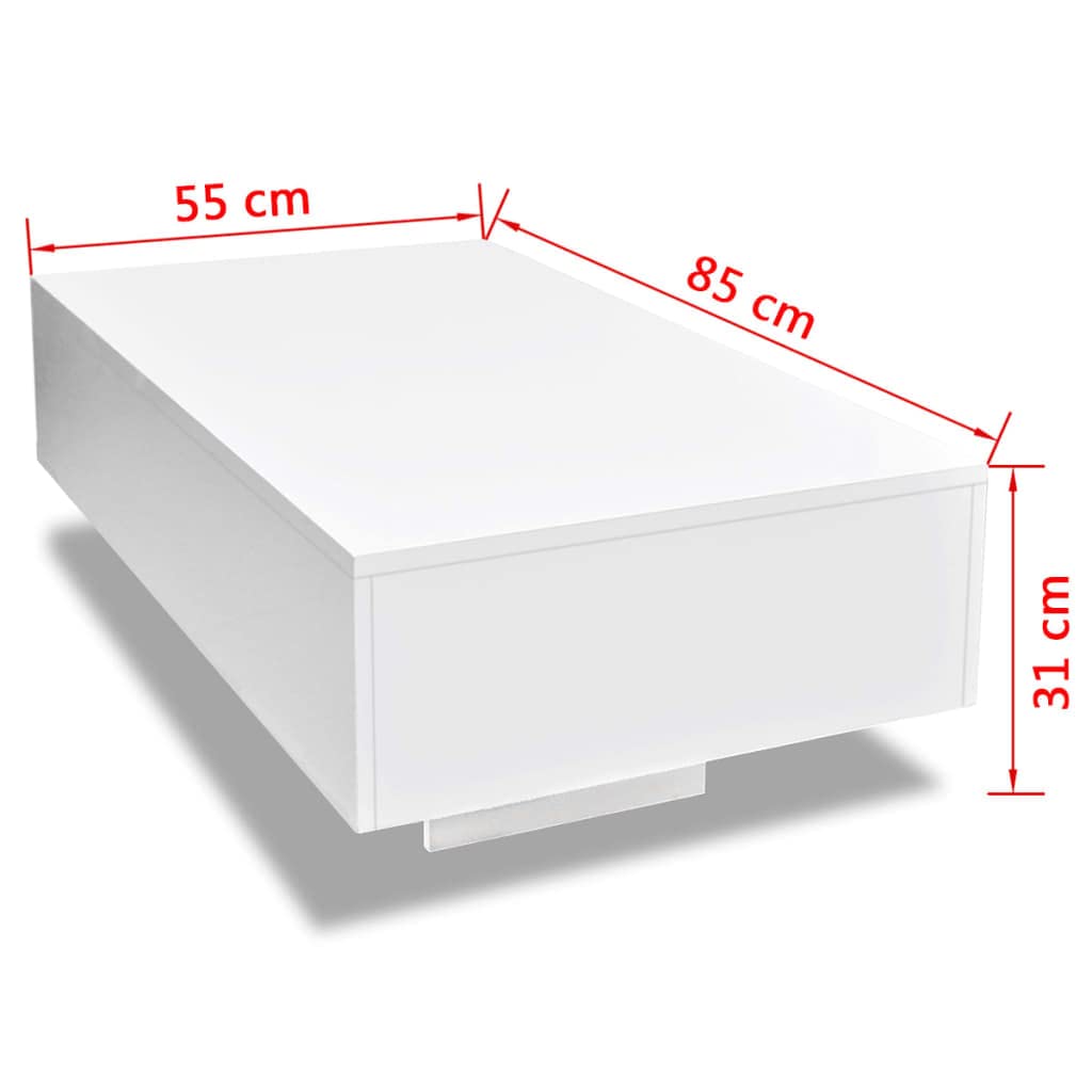 Modern White High Gloss Coffee Table - 33.5