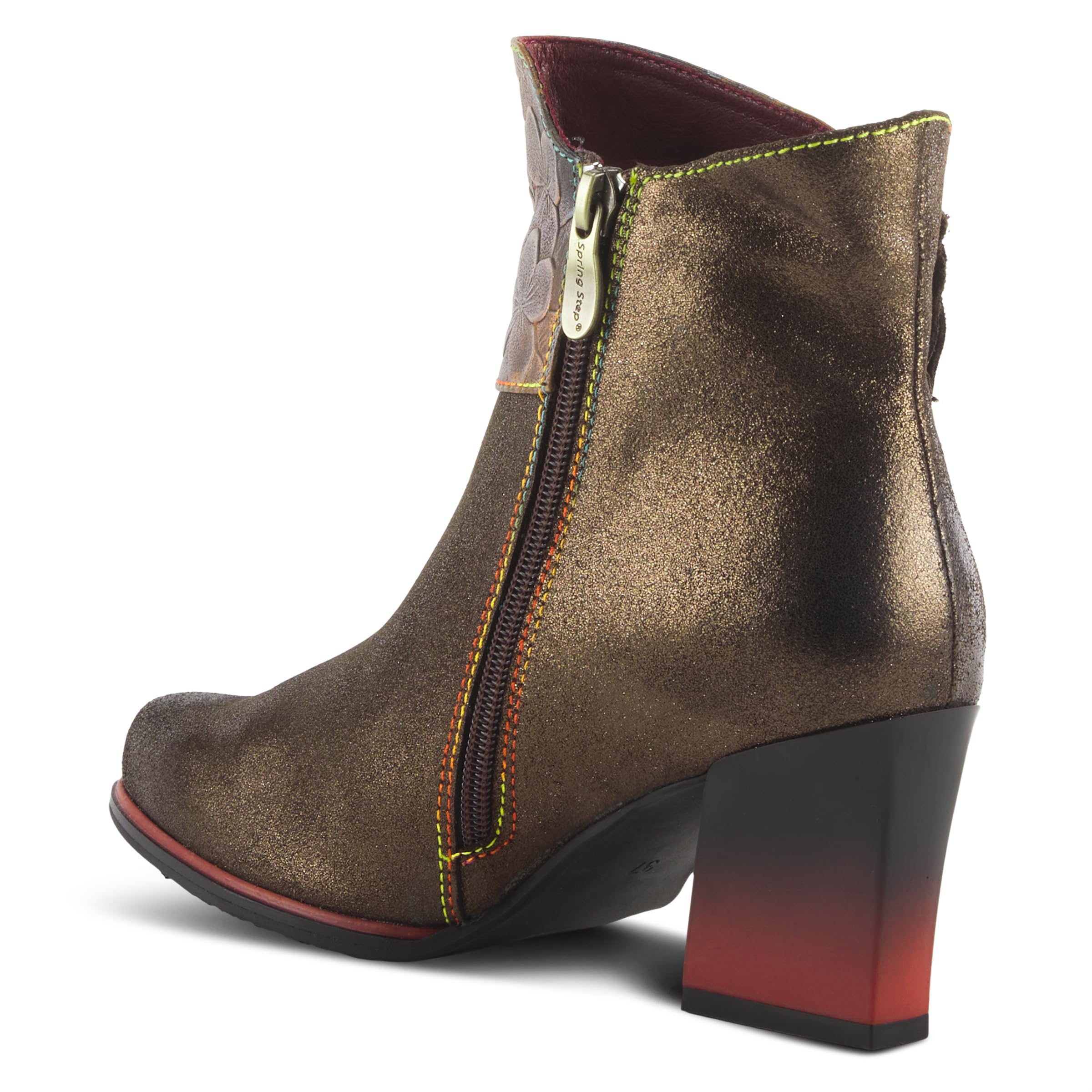 Spring Step L'Artiste Women's Zinna Fashion Booties with Floral Applique - Stylish Ankle Boots for Casual Outfits & Fall Wardrobe