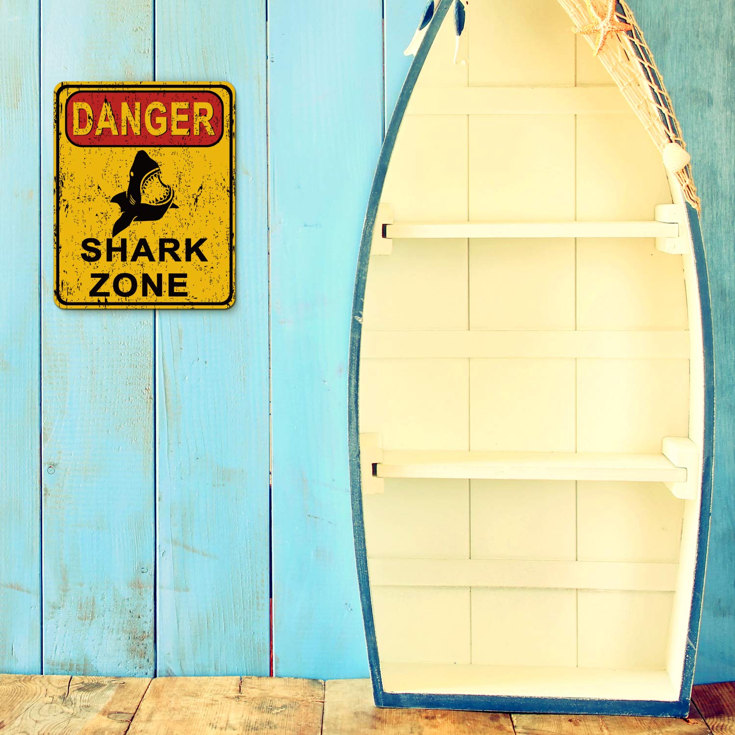 8 Styles Shark Zone Party Decorations - Funny Beware of Sharks Wall Signs for Boys & Girls Birthday, Ocean Shark Theme Party Supplies with Adhesive Wall Stickers | Perfect for Underwater Themed Parties, Pool Parties & Kids Room Decor