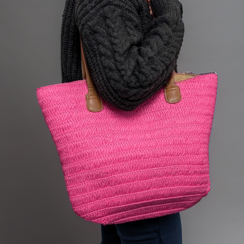 Trendy Straw Shoulder Bag for Women - Shocking Pink Crossbody Purse | Perfect for Beach, Summer Outfits & Casual Day Out