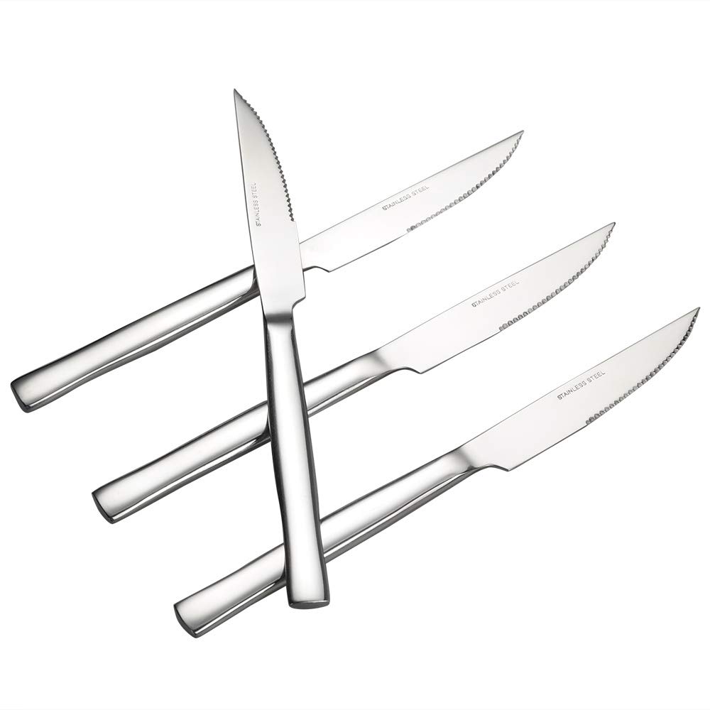 Idotry 6-Piece Stainless Steel Steak Knives Set - Sharp Kitchen & Dinner Knives for Steak, Meat, BBQ & Fine Dining - Dishwasher Safe & Rust Resistant