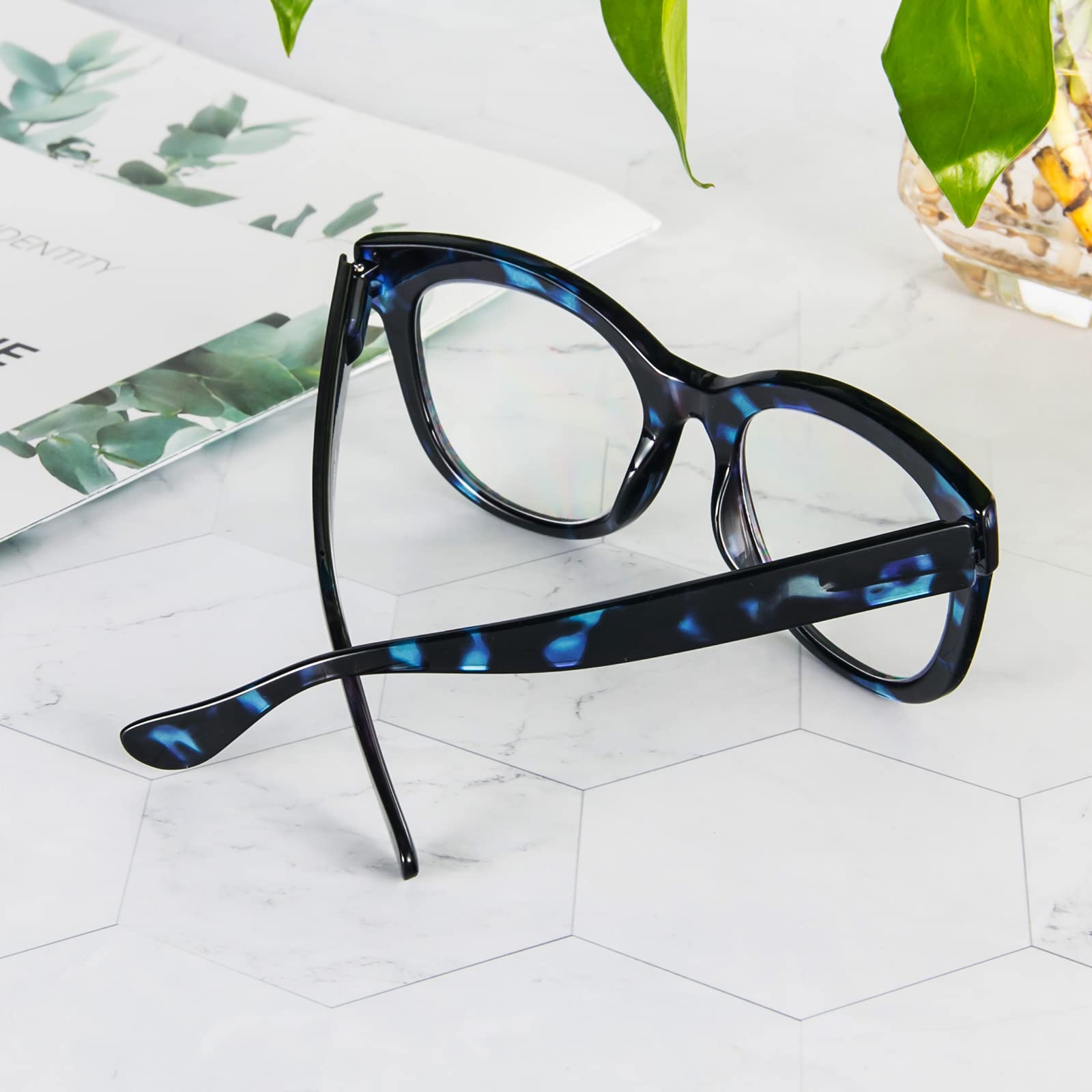 PRTCSLWD Oversized Reading Glasses for Women - 4 Pack Retro Blue Light Blocking Computer Glasses with Spring Hinge | Perfect for Office Work, Screen Time & Reading Books