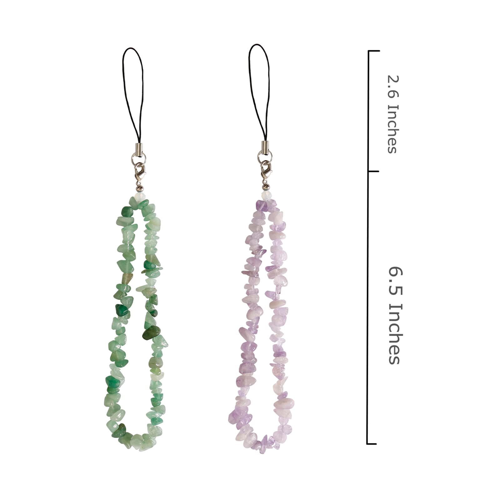 2 Pcs Natural Gemstone Phone Charms - Stylish Phone Chain Strap & Lanyard for Women & Girls | Compatible with iPhone, Android & AirPods | Perfect for Everyday Use, Gifts & Accessories