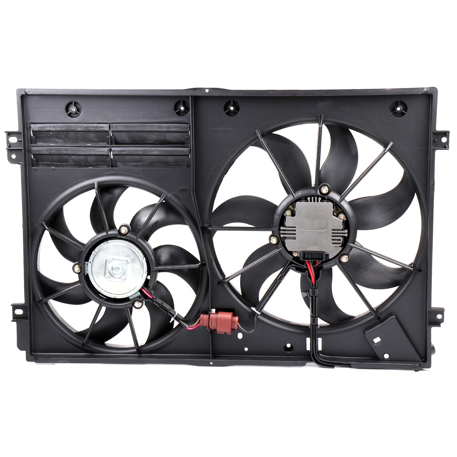 Volkswagen Passat & Audi TT Quattro Radiator Cooling Fan Assembly - Black Electric Condenser Fan Replacement (2006-2010, 2012-2015 Passat / 2005-2006, 2008-2017 TT Quattro) - LH RH Driver Passenger Side - Perfect for Engine Overheating Prevention & AC System Cooling