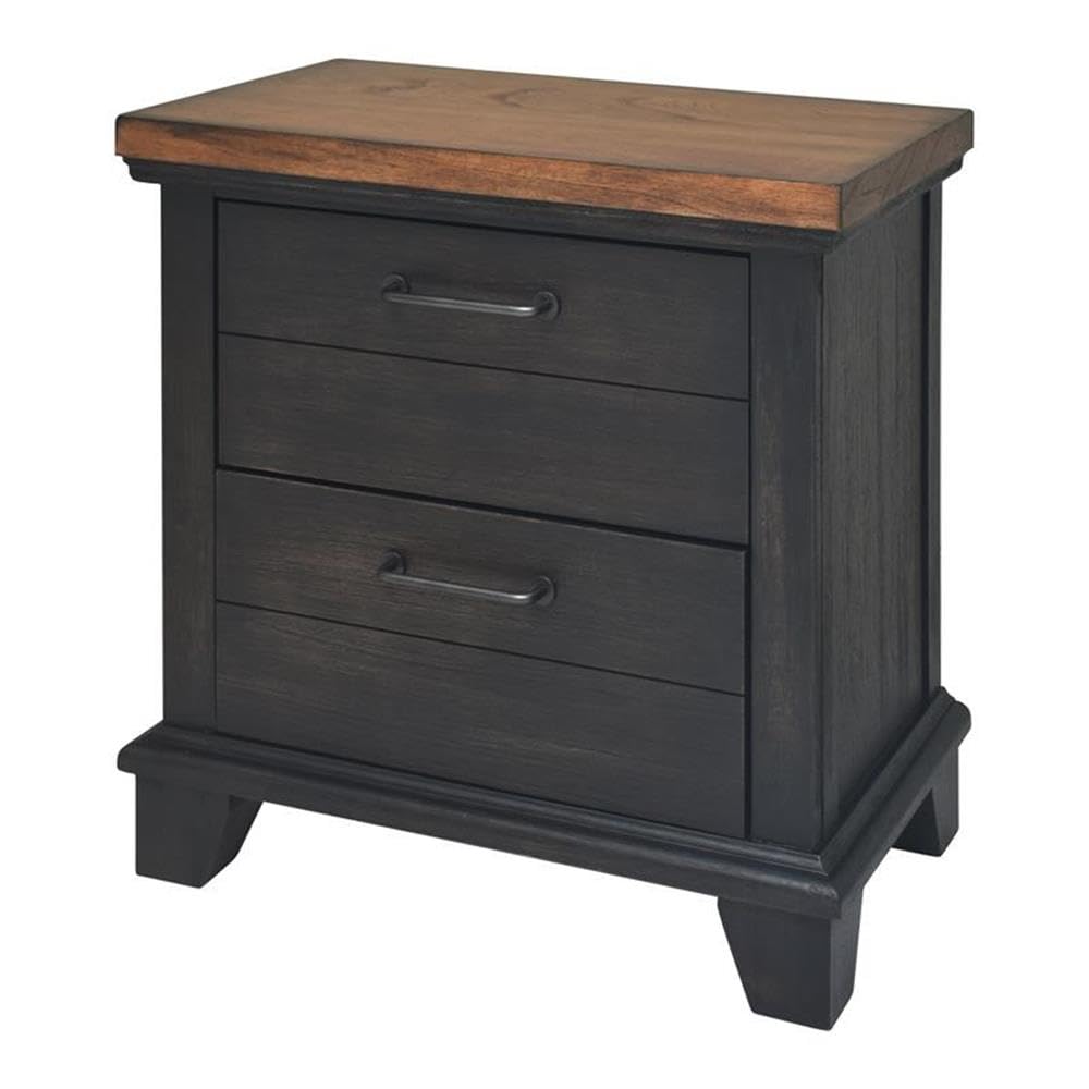 Steve Silver Bear Creek Chocolate & Honey Brown Wood Two-Drawer Nightstand - Bedside Table for Bedroom, Living Room, or Office Storage