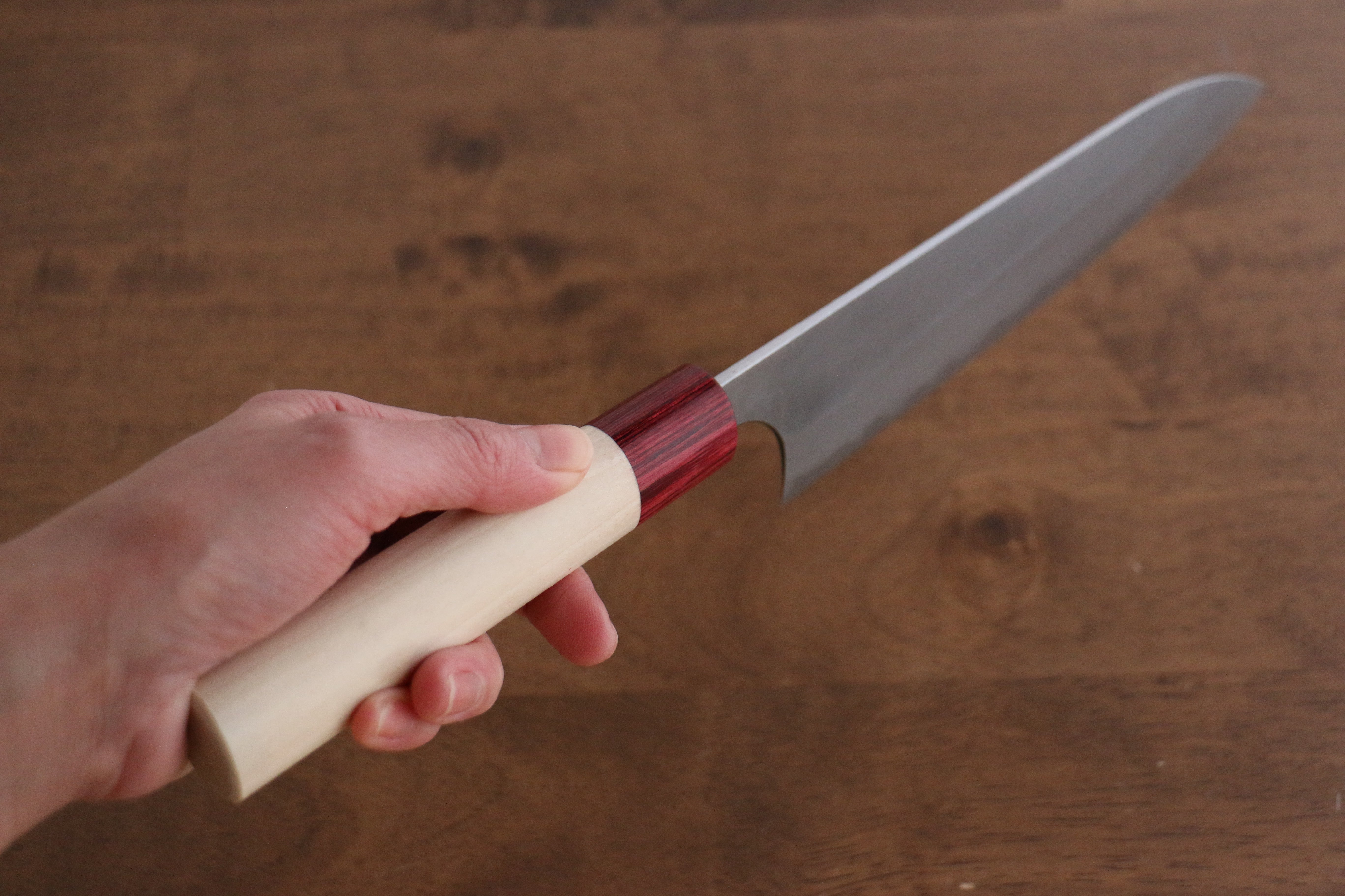 Masakage Yuki White Steel No.2 Nashiji Gyuto 180mm Japanese Chef Knife with Magnolia Handle - Perfect for Sushi, Meat Cutting & Professional Kitchen Use