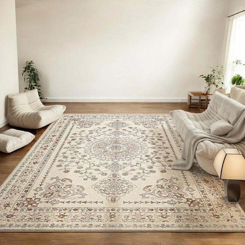 Adley Persian Faux Wool Waterproof Area Rug - Non-Slip Soft Living Room Rug for Bedroom, Dining Room, and Home Decor