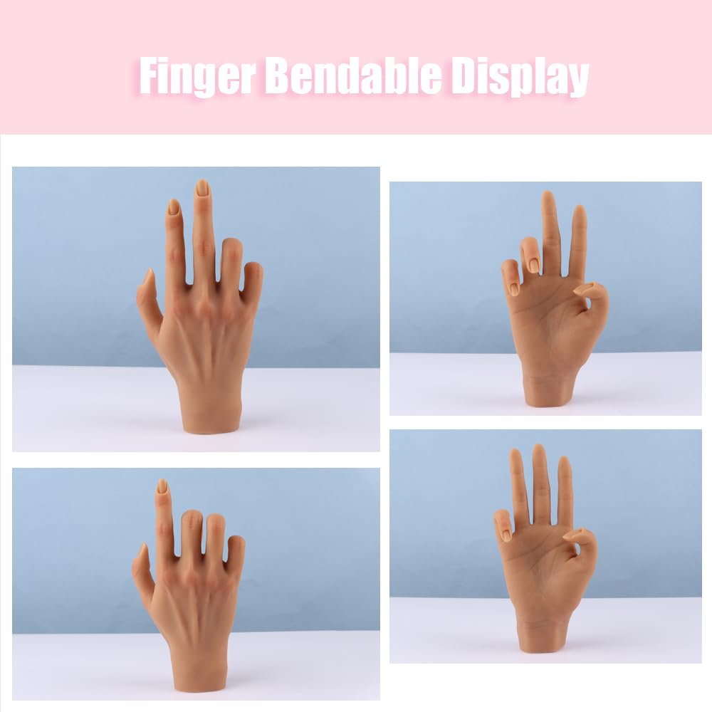 Professional Silicone Practice Hand for Acrylic Nails - Adjustable Mannequin Hand for Nail Art Training, Perfect for DIY Beginners & Salon Artists - Ideal for Home Practice, Nail School & Professional Development