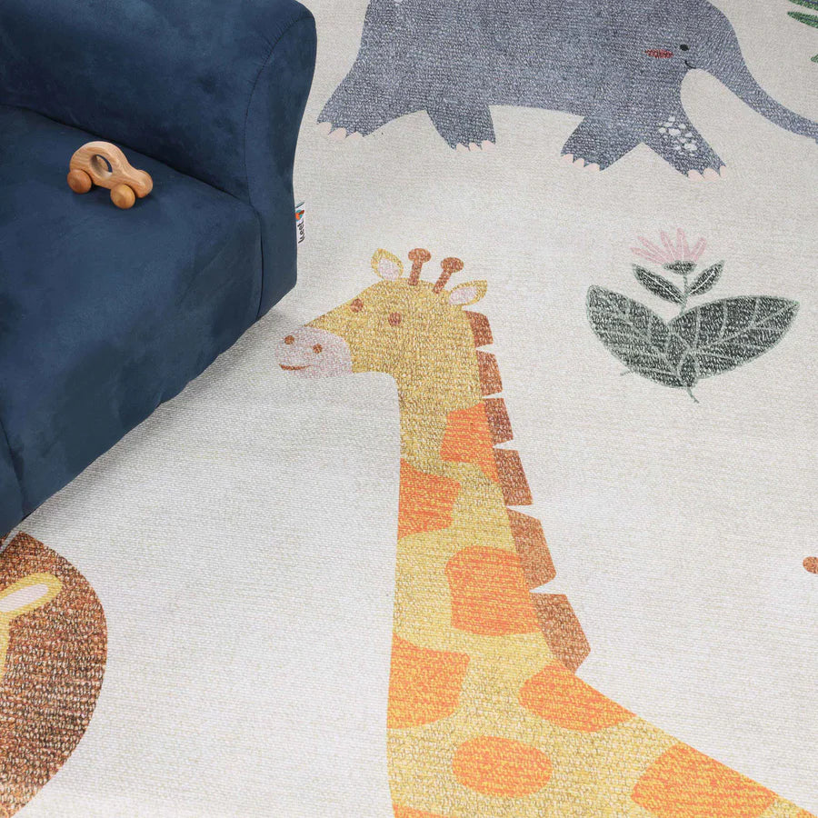 Non-Slip Animal Safari Play Mat - Soft Kids Playroom Rug for Nursery, Daycare & Bedroom - Perfect for Playtime, Learning & Floor Protection