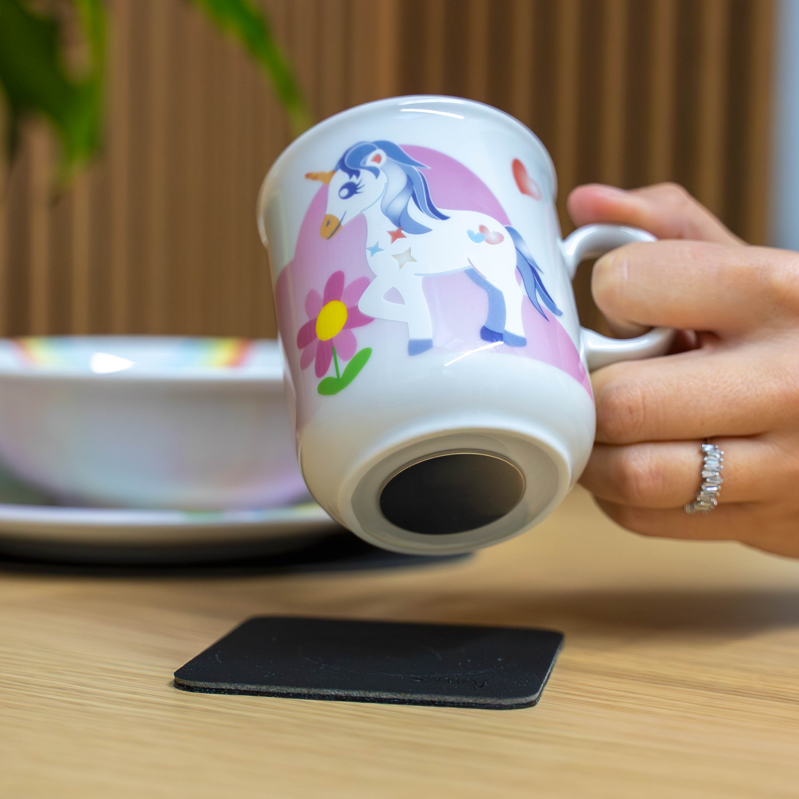 Unicorn Kids Magnetic Porcelain Dinnerware Set - Fun & Durable Tableware for Children's Meals, Parties & Everyday Use