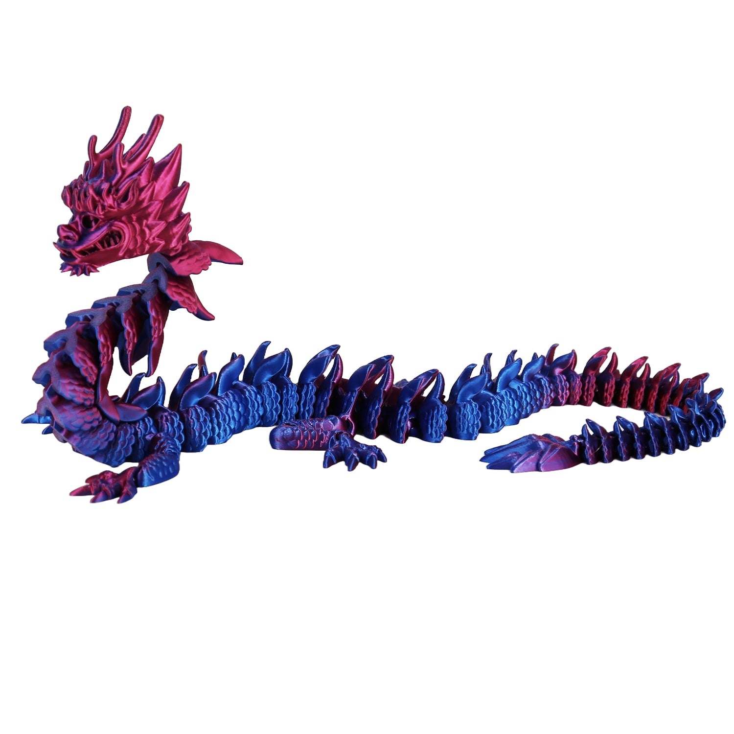 3D Printed Large Chinese Dragon Statue - Purple & Blue Handcrafted Home Decor for Living Room, Office & Gifts