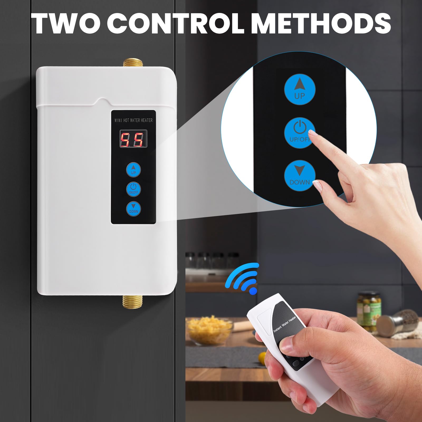**3000W Electric Tankless Water Heater - Instant On-Demand Hot Water with Remote & Digital Display, 110V for Kitchen, Bathroom, Sink - Perfect for Small Homes, Apartments & RVs**