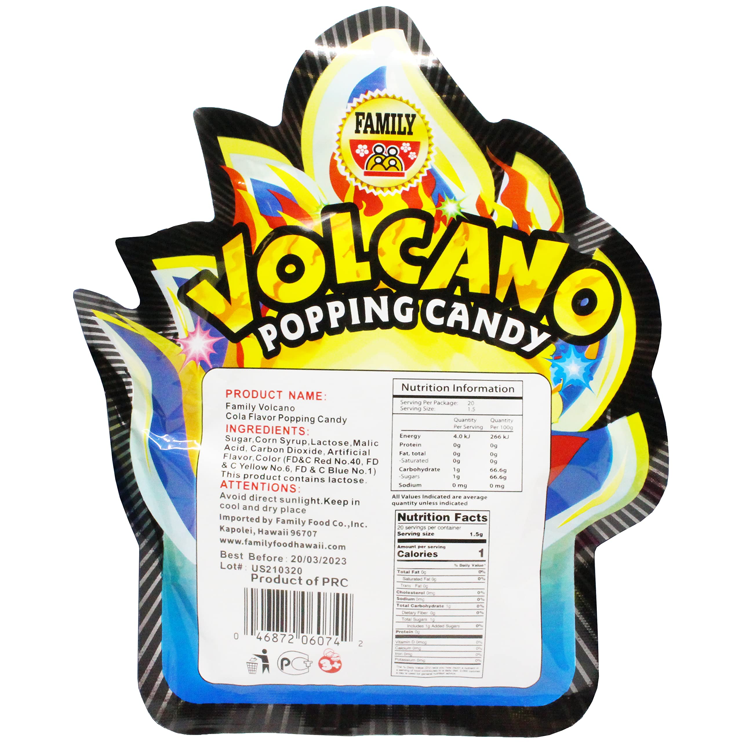 Volcano Cola Flavor Popping Candy - 1.06 oz Bag - Fun & Fizzy Candy for Parties, Movies & Snacking - Unique Soda Flavored Popping Sensation