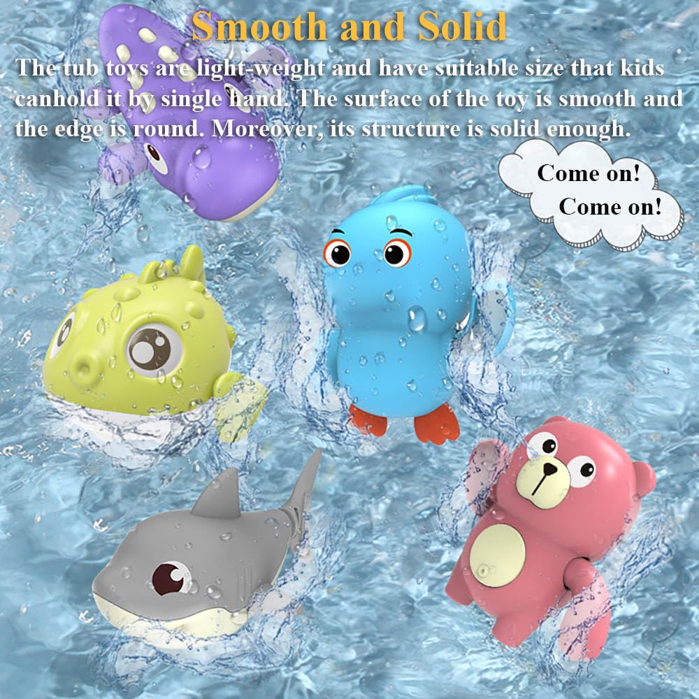 Wind-Up Swimming Bear Bath Toy - Floating Water Toy for Kids, Pink Bathtub & Pool Fun - Perfect for Bath Time, Playtime & Learning to Swim