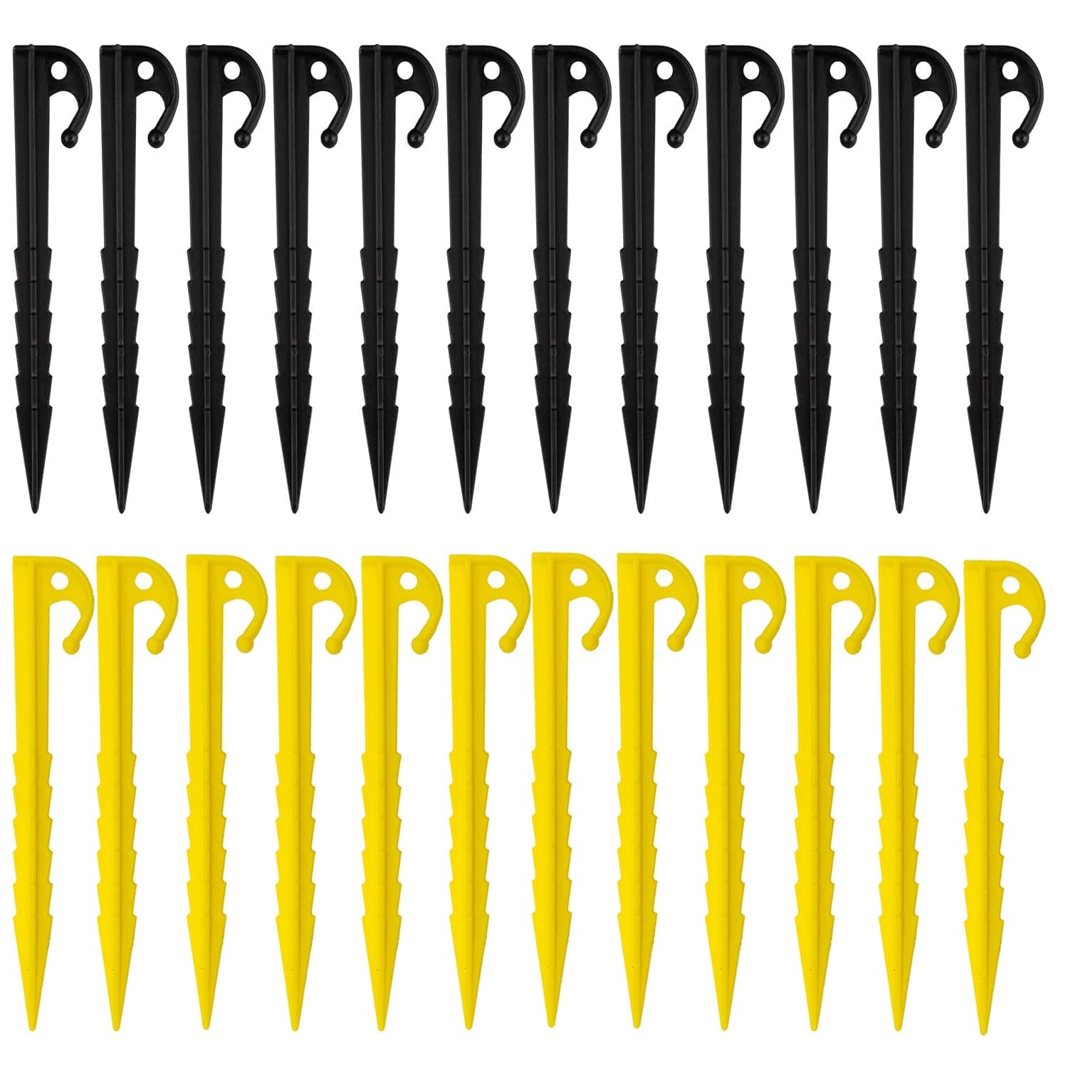LNGJIN 24PCS Heavy Duty Plastic Tent Stakes - Camping Ground Pegs for Outdoor Tents, Hammocks & Canopies | Durable Garden Spikes & Caravan Hooks for Secure Anchoring in Sand, Grass & Soft Soil