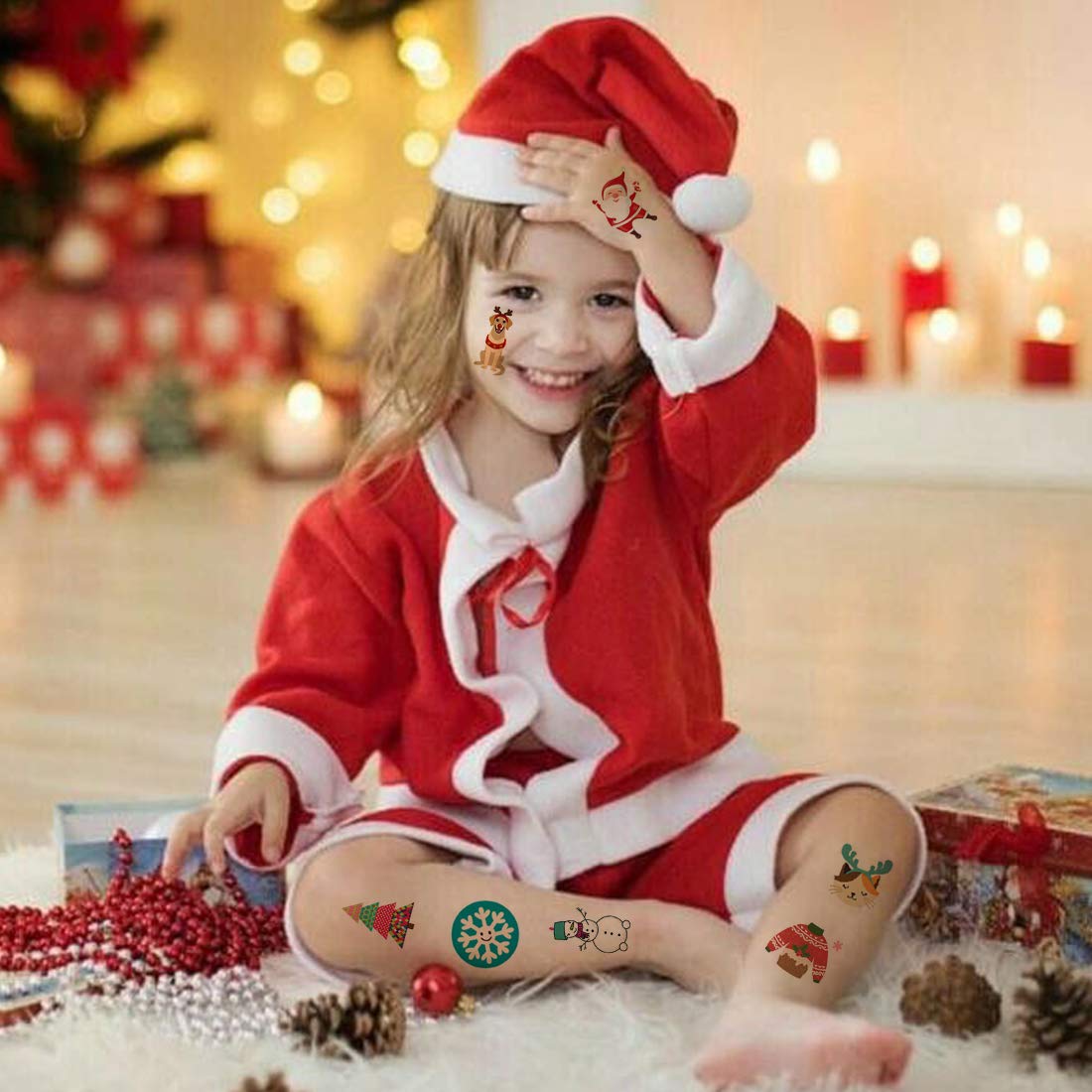 Ooopsiun Christmas Temporary Tattoos for Kids - 100 Fun Holiday Tattoos | Santa, Snowman & Reindeer Designs for Christmas Party Favors, Decorations & Stocking Stuffers | Perfect for Holiday Celebrations, Classroom Activities & Gift Exchanges