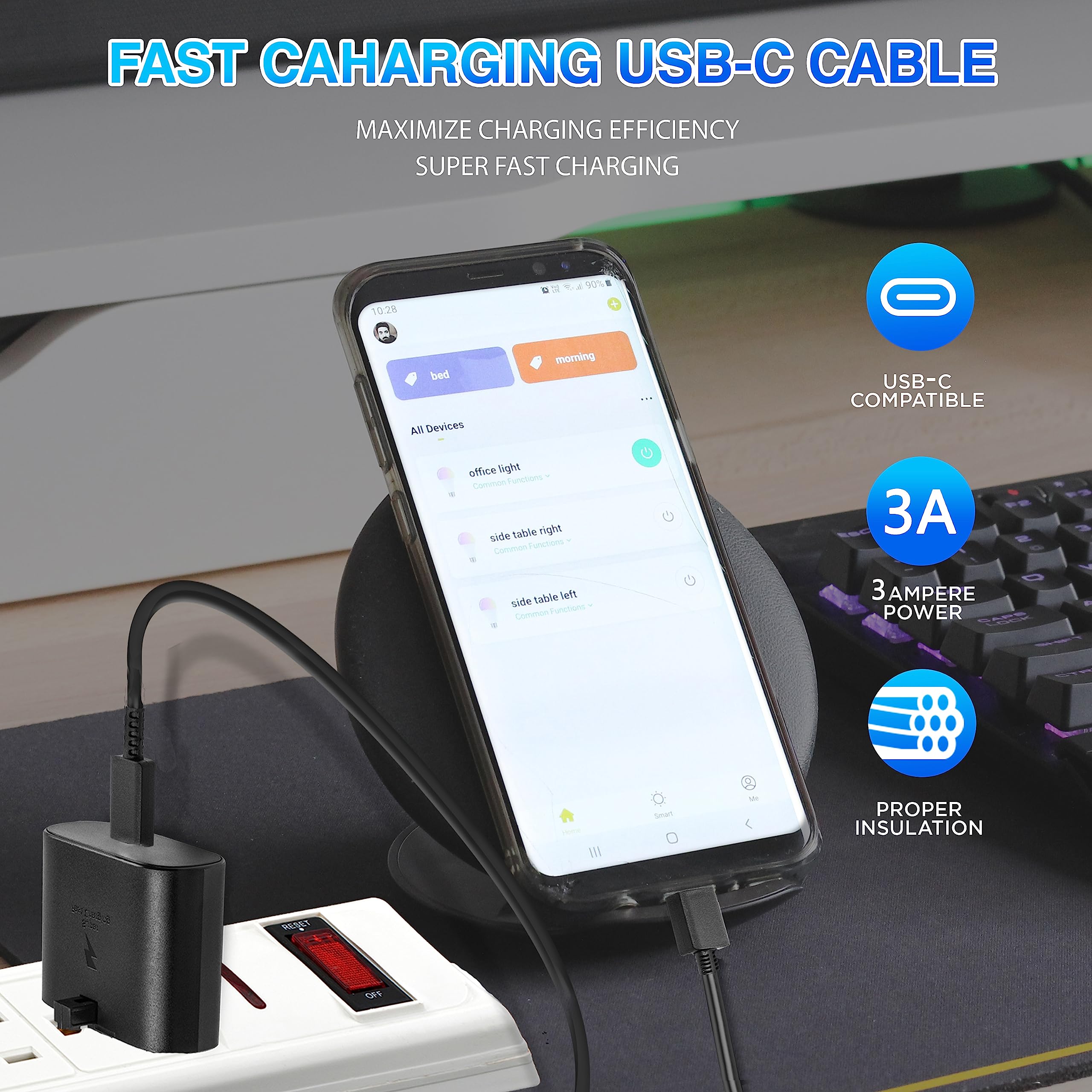 25W Samsung Fast Charger Plug with 6FT USB C Cable - Compatible with Galaxy S23/S22/S21/Note20 & USB-C Devices - Quick Charge 3.0 for Smartphones, Tablets & Laptops - Perfect for Home, Office & Travel Charging