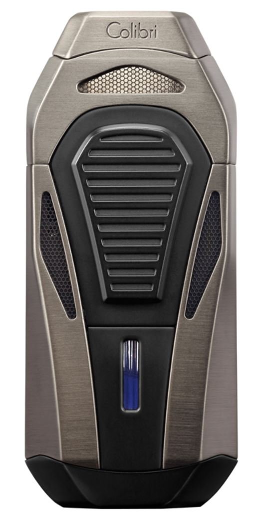 Colibri Boss Triple-Jet Butane Lighter with Built-in Cigar Cutter - Windproof, High-Altitude Tested, Refillable - Gunmetal & Black - Perfect for Cigar Enthusiasts, Outdoor Use & Gifts