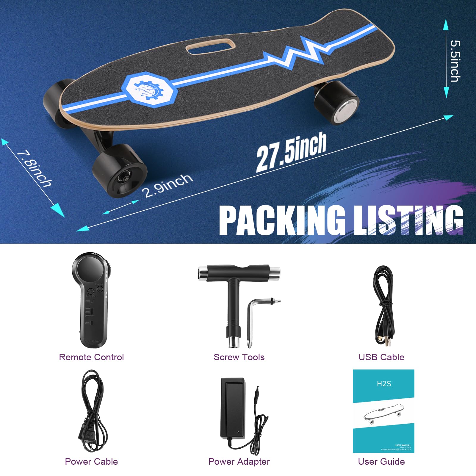 Caroma Electric Skateboard with Remote Control - 12.4 MPH Top Speed & 8 Mile Range - 3 Speed Modes for Beginners - Electric Longboard for Adults & Teens - Perfect for Commuting, Campus Travel & Outdoor Adventures