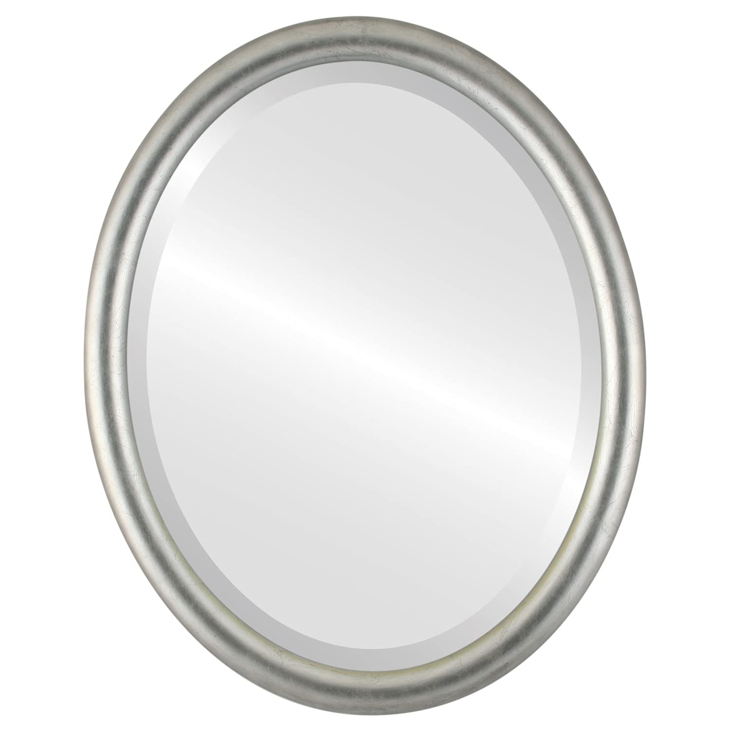 Oval Wooden Beveled Wall Mirror - Silver Leaf with Black Antique Finish - 14x18 Inches - Perfect for Bathroom Vanity, Bedroom, Living Room & Hallway Decor - Home & Office Wall Mirror