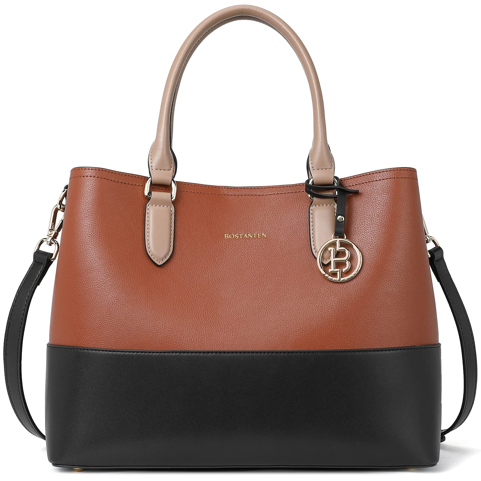 BOSTANTEN Genuine Leather Handbag for Women - Designer Top Handle Satchel Purse with Triple Compartments, Shoulder & Crossbody Bag | Perfect for Work, Travel & Everyday Use